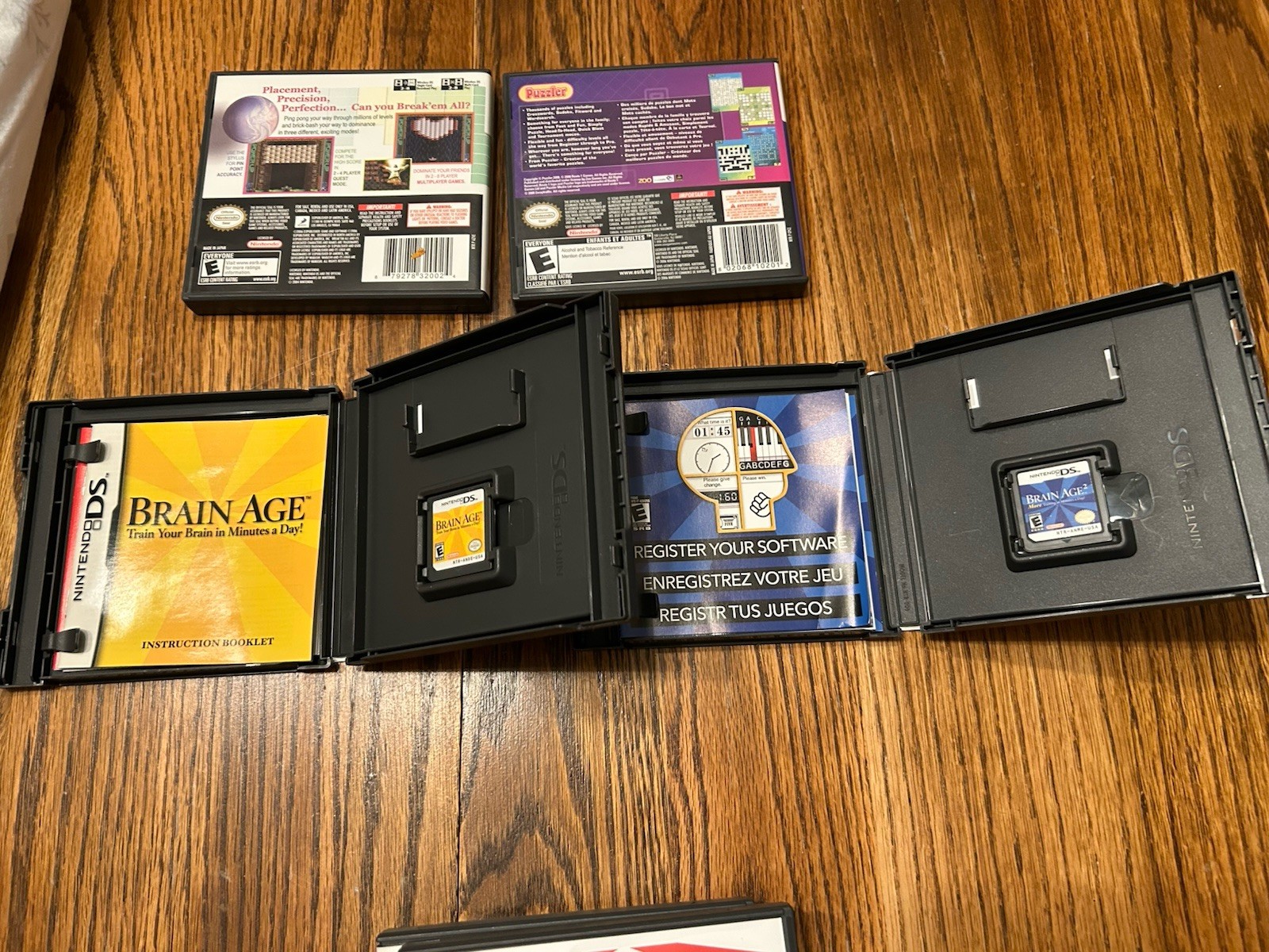 Nintendo DS Lot Brain Age Mario Kart Crosswords Puzzler Game Lot