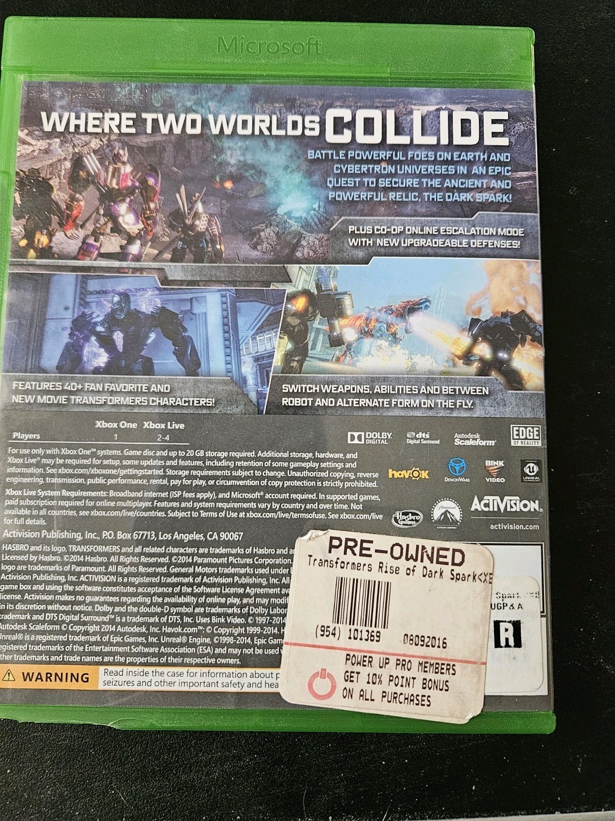 Transformers: Rise of the Dark Spark (Microsoft Xbox One, 2014)