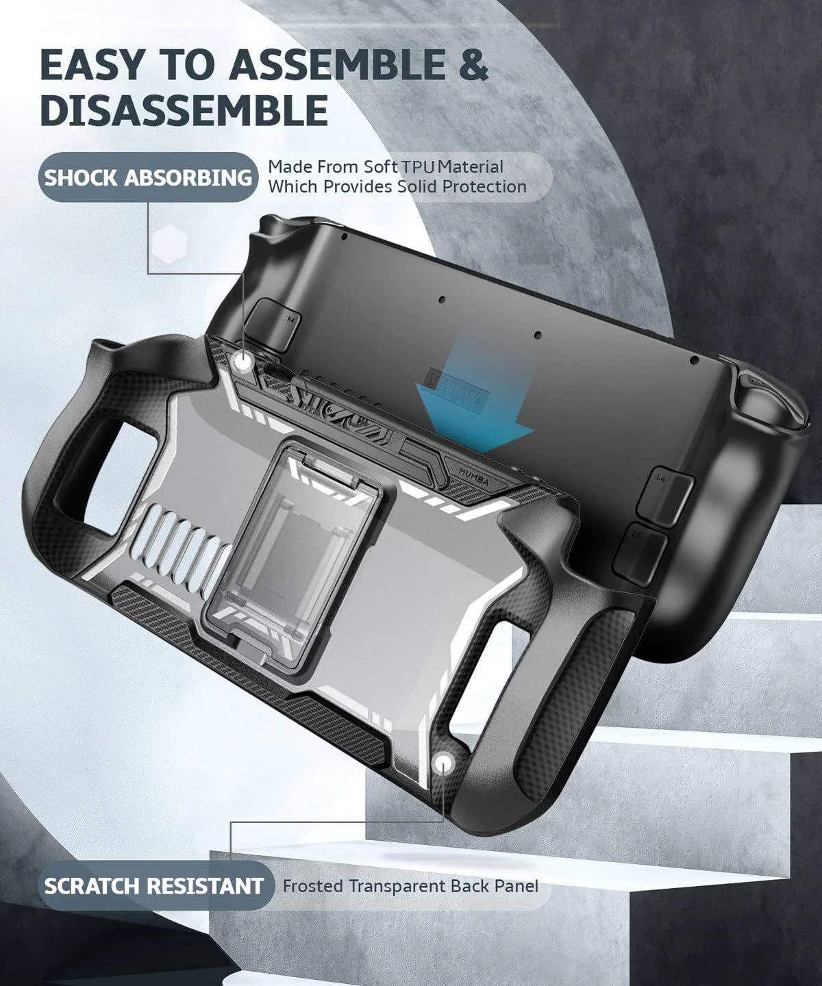 For Steam Deck OLED Grip Case Mumba Anti-Slip Shockproof Cover / Carrying Case