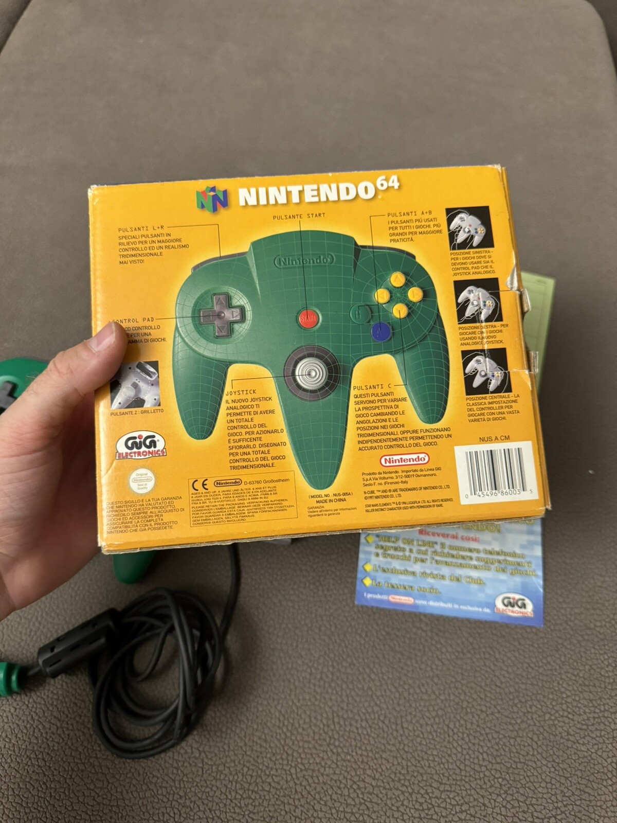 JOYSTICK – GREEN JOYPAD FOR NINTENDO 64 (N64) 100% ORIGINAL GIG ITALY – BOXED