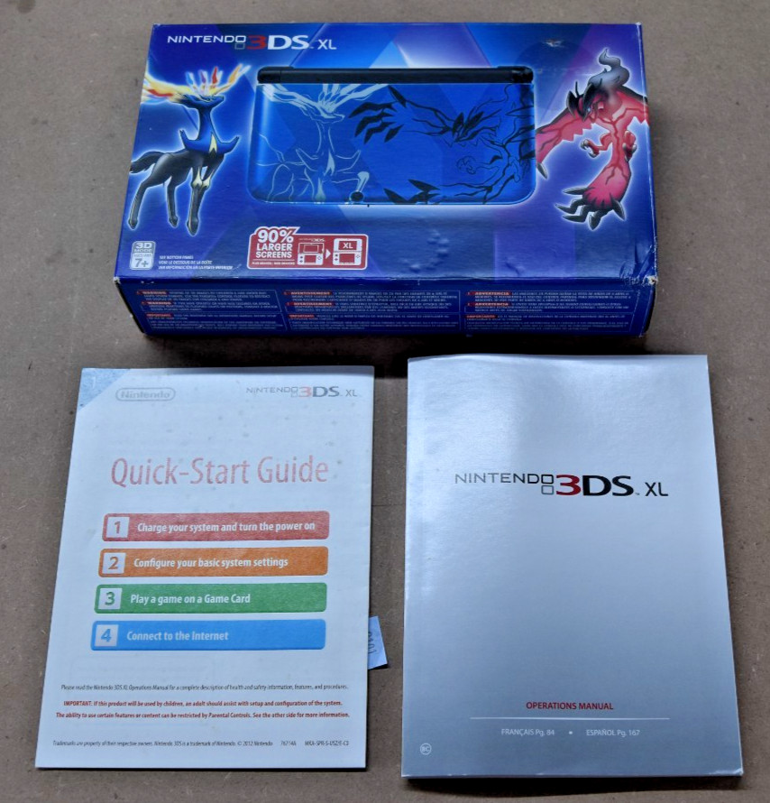 Nintendo 3ds XL Pokémon Blue edition w booklets Manuals BOX ONLY #2101