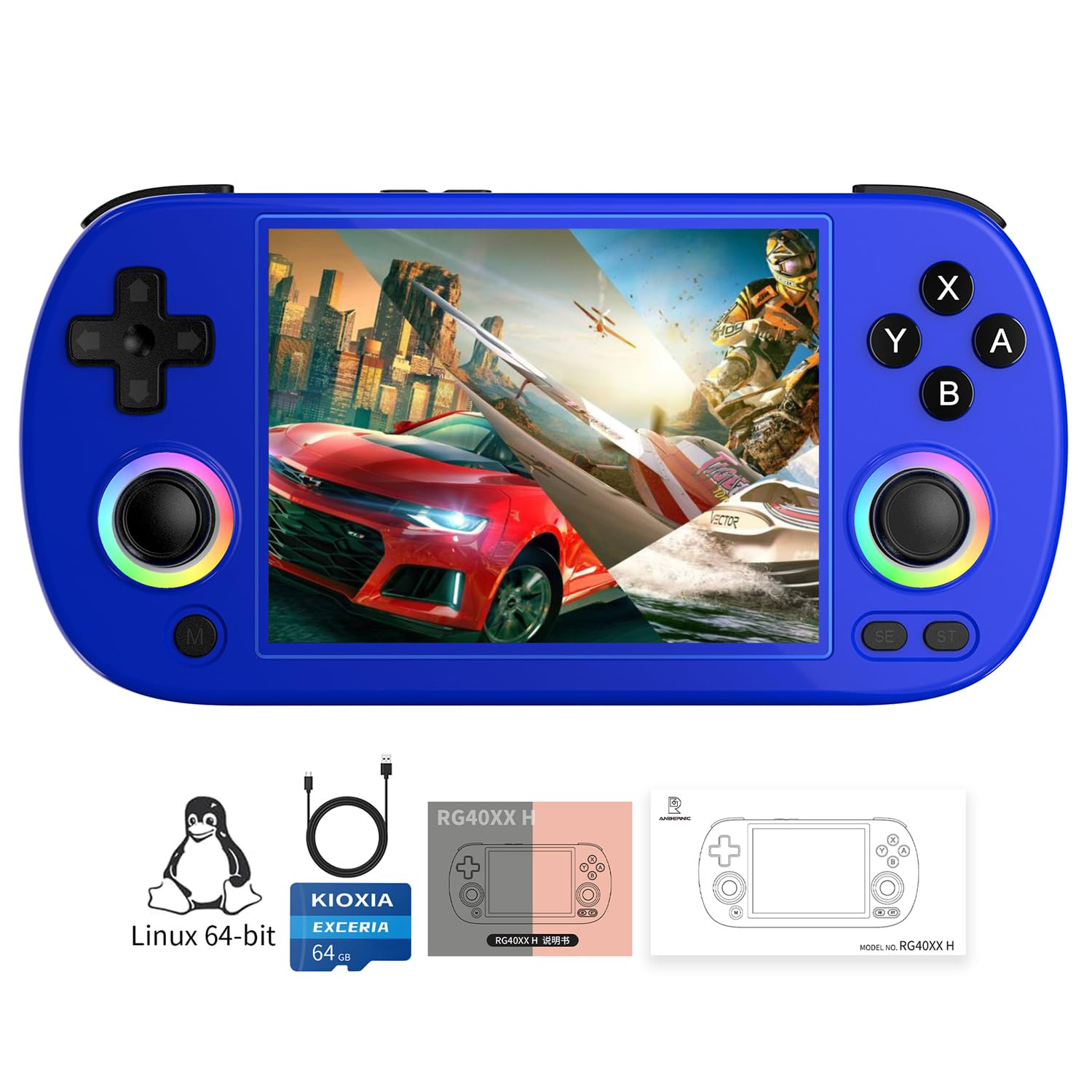 RG40XX H Retro Handheld Game Console – 5000+ Games, 4” IPS, WiFi & Bluetooth