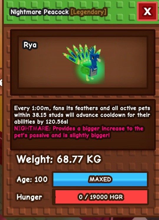 Huge Peacock 68kg NM / FAST SHIPPINGS 1MINUTE COOLDOWN PET