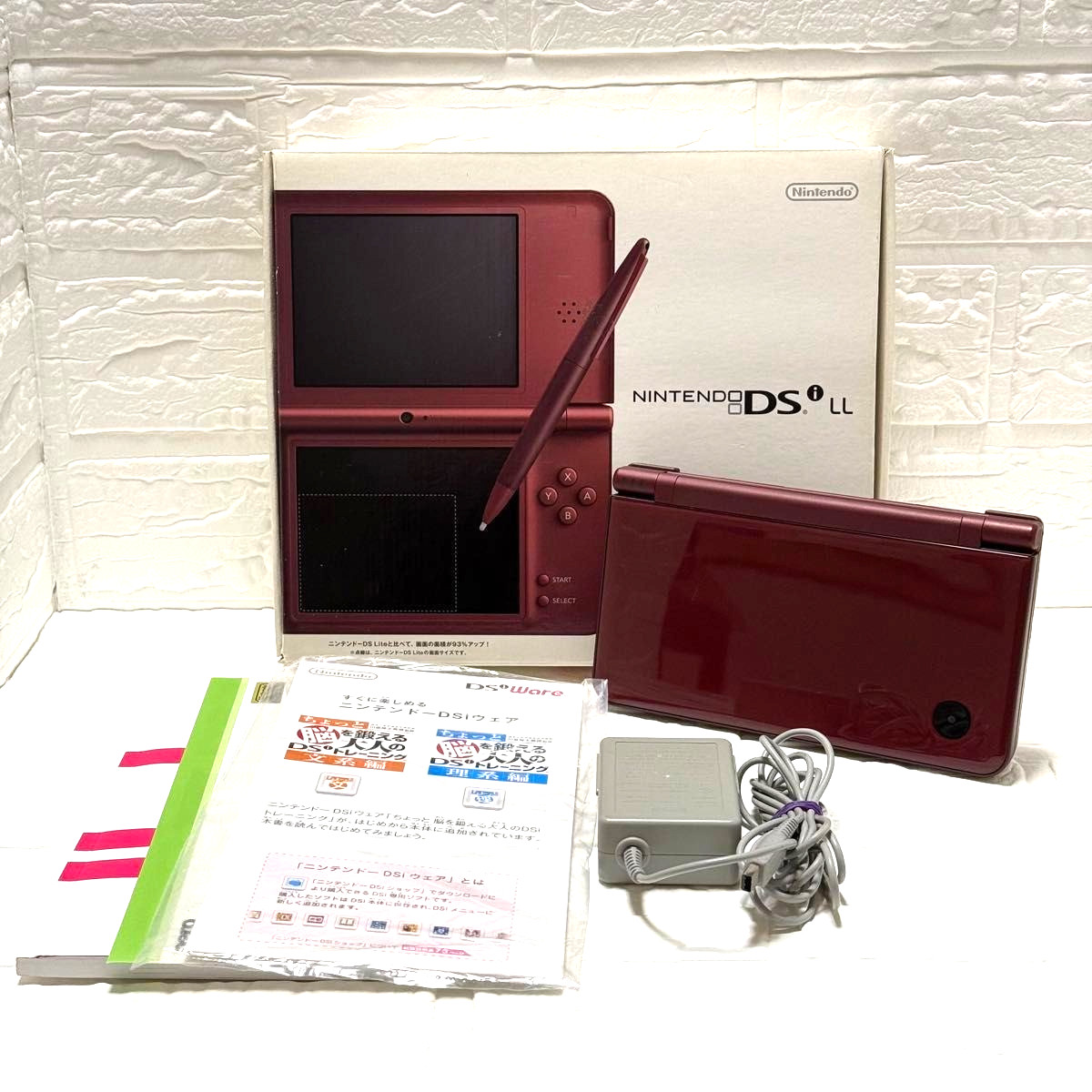 Nintendo DSi LL XL Wine Red Consoled NTSC-J Japan Complete Set Teste