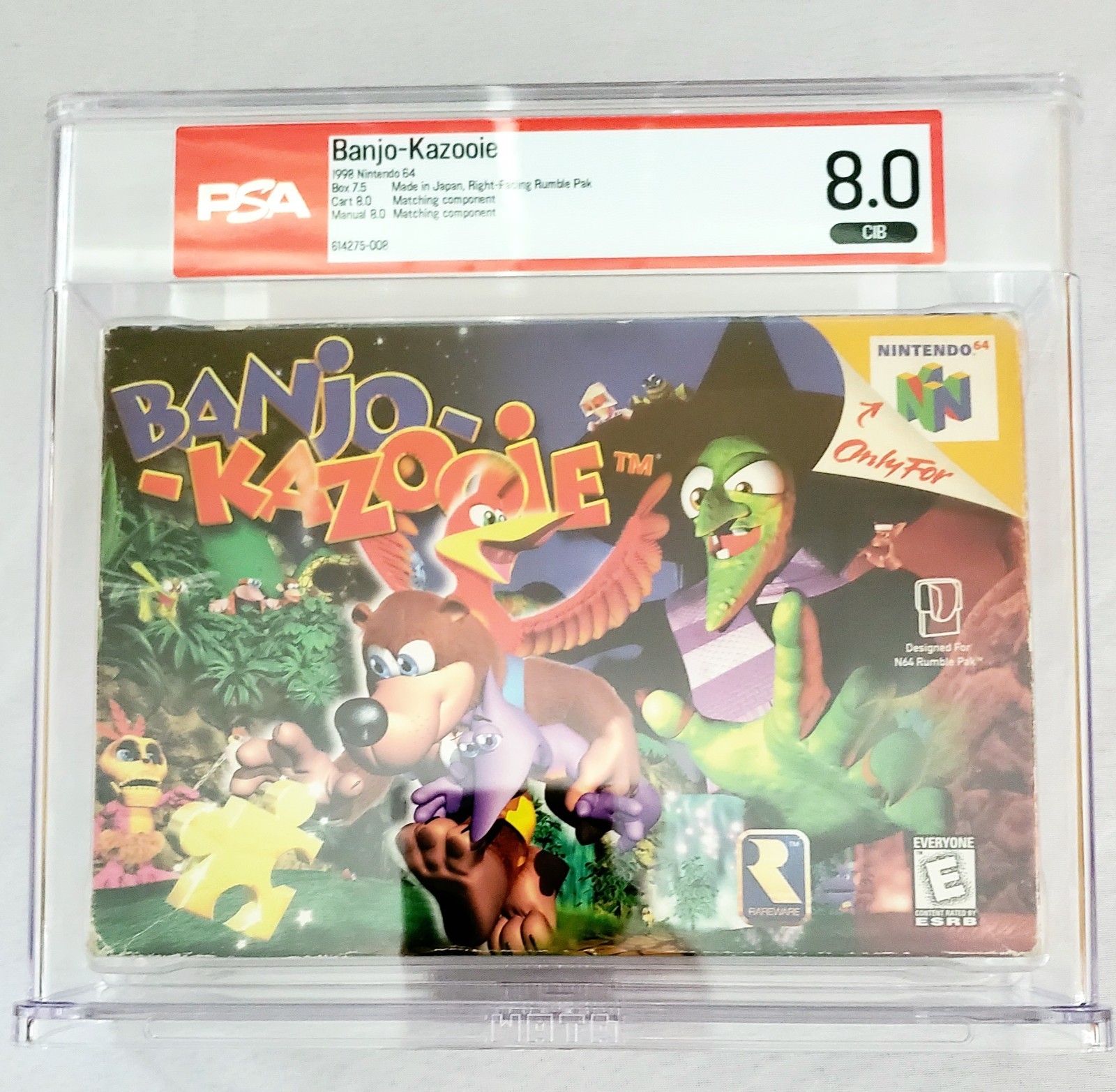 BANJO KAZOOIE N64 WATA PSA 8.0 CIB Complete Box Matching Nintendo 64 1st Print