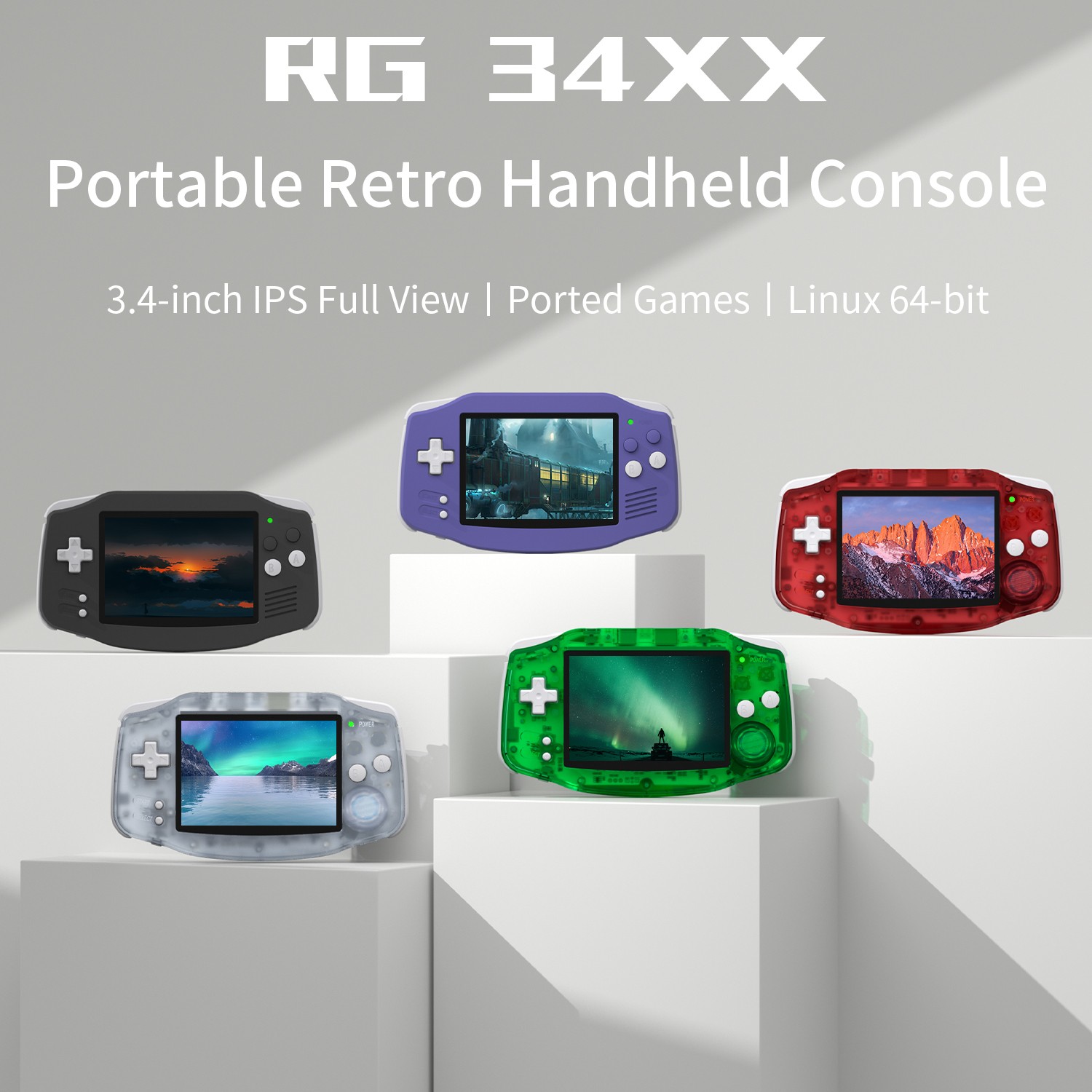 ANBERNIC RG34XX Retro Handheld Game Console 3.4″ IPS Screen Video Gaming Player