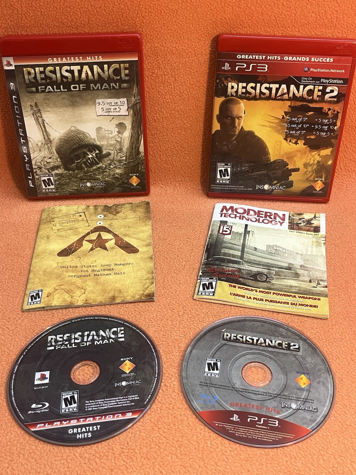Resistance 1 & 2 Fall Man PlayStation 3 PS3 Greatest Hits Game Complete Lot!