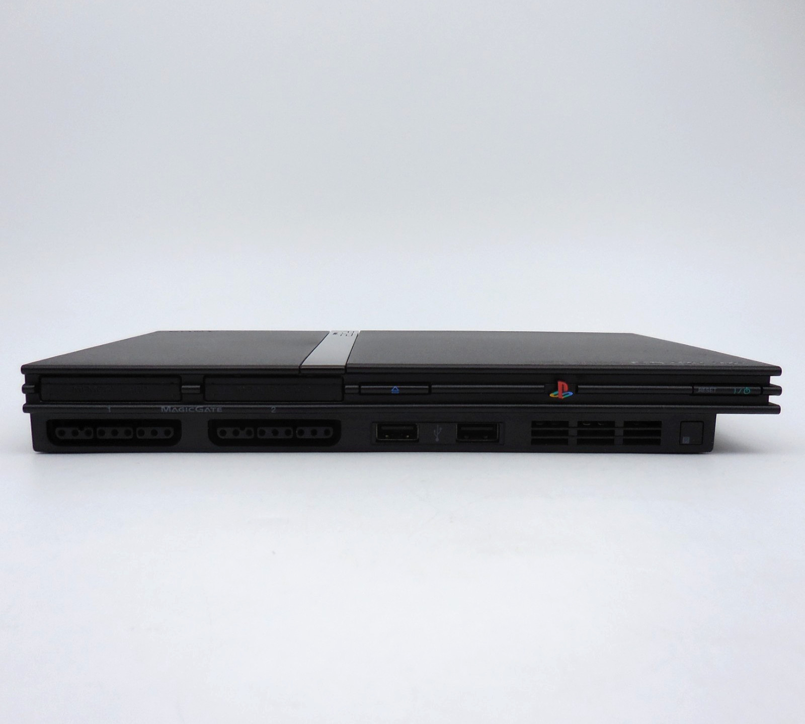 Black Sony PlayStation 2 Slim w Clear Blue Controller Power & Video PS2 WORKS!