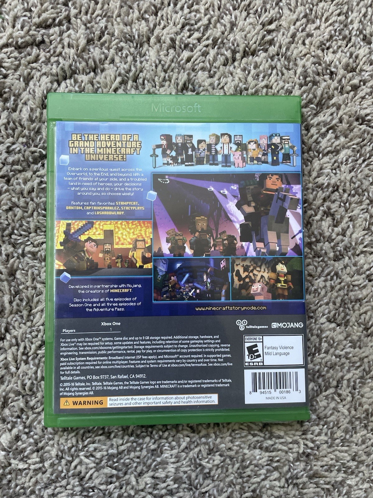 Telltale Games Minecraft: Story Mode Complete Adventure Xbox One E10+ NTSC 2015