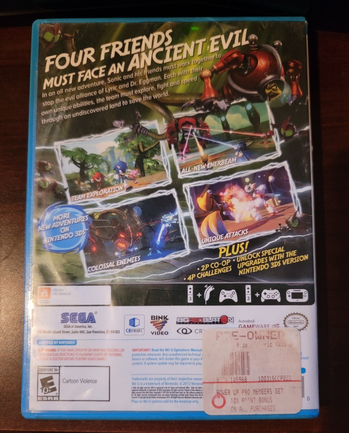Sonic Boom: Rise of Lyric (Nintendo Wii U, 2014) Complete CIB
