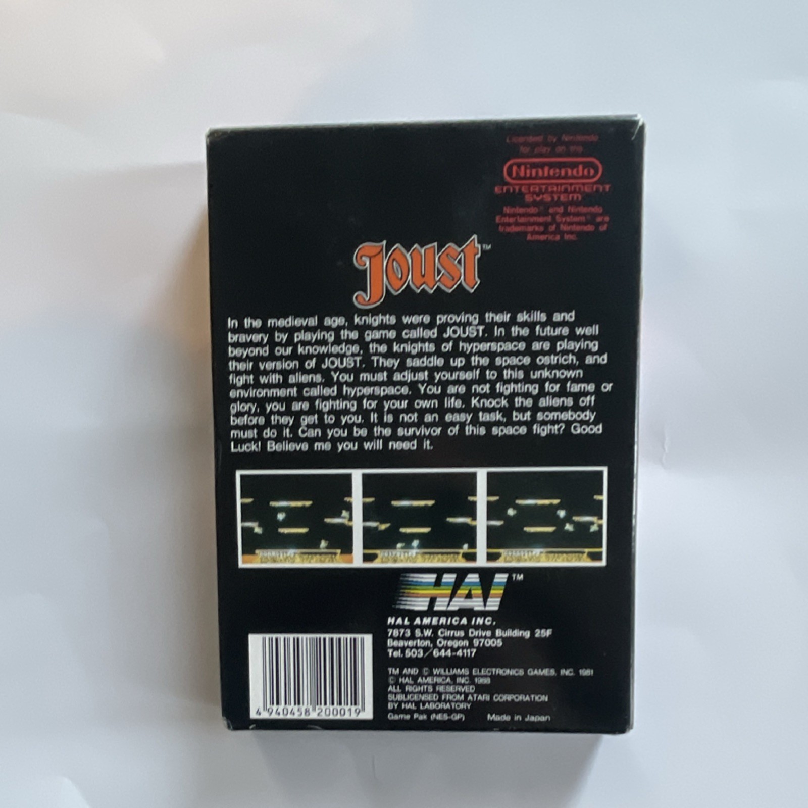 Tested/verified HAL America, Inc. Joust NES Complete w/ Box, Manual, Cartridge