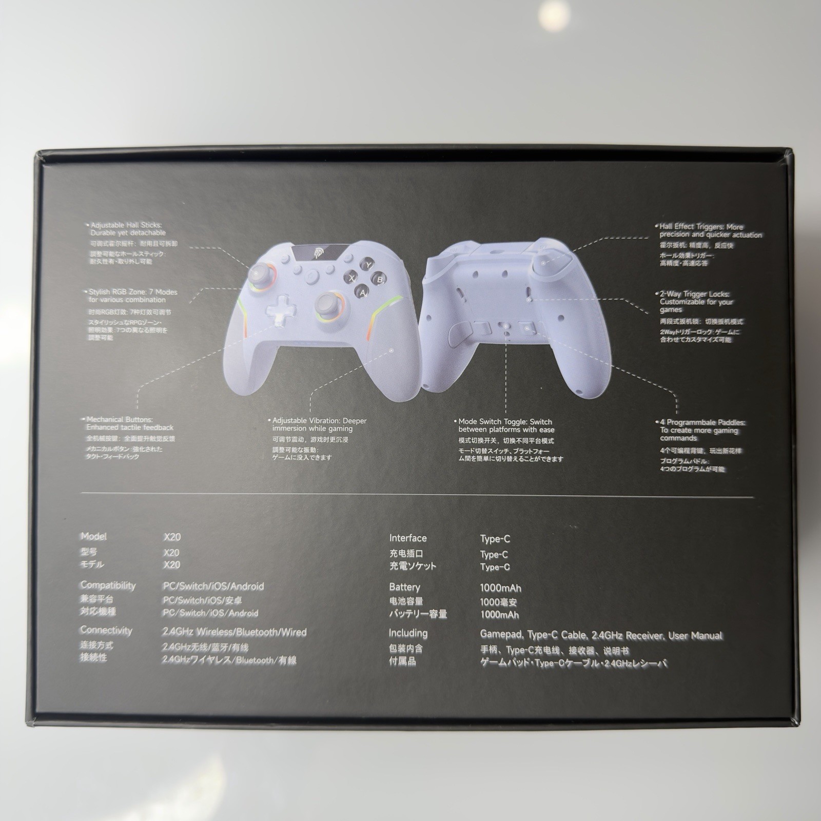 EasySMX X20 Multiplatform White Gaming Controller (Trigger Lock + Hall Effect)