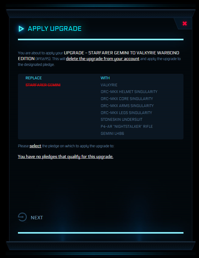 STAR CITIZEN – STARFARER GEMINI TO VALKYRIE UPGRADE PLUS COMBAT CAREER KIT