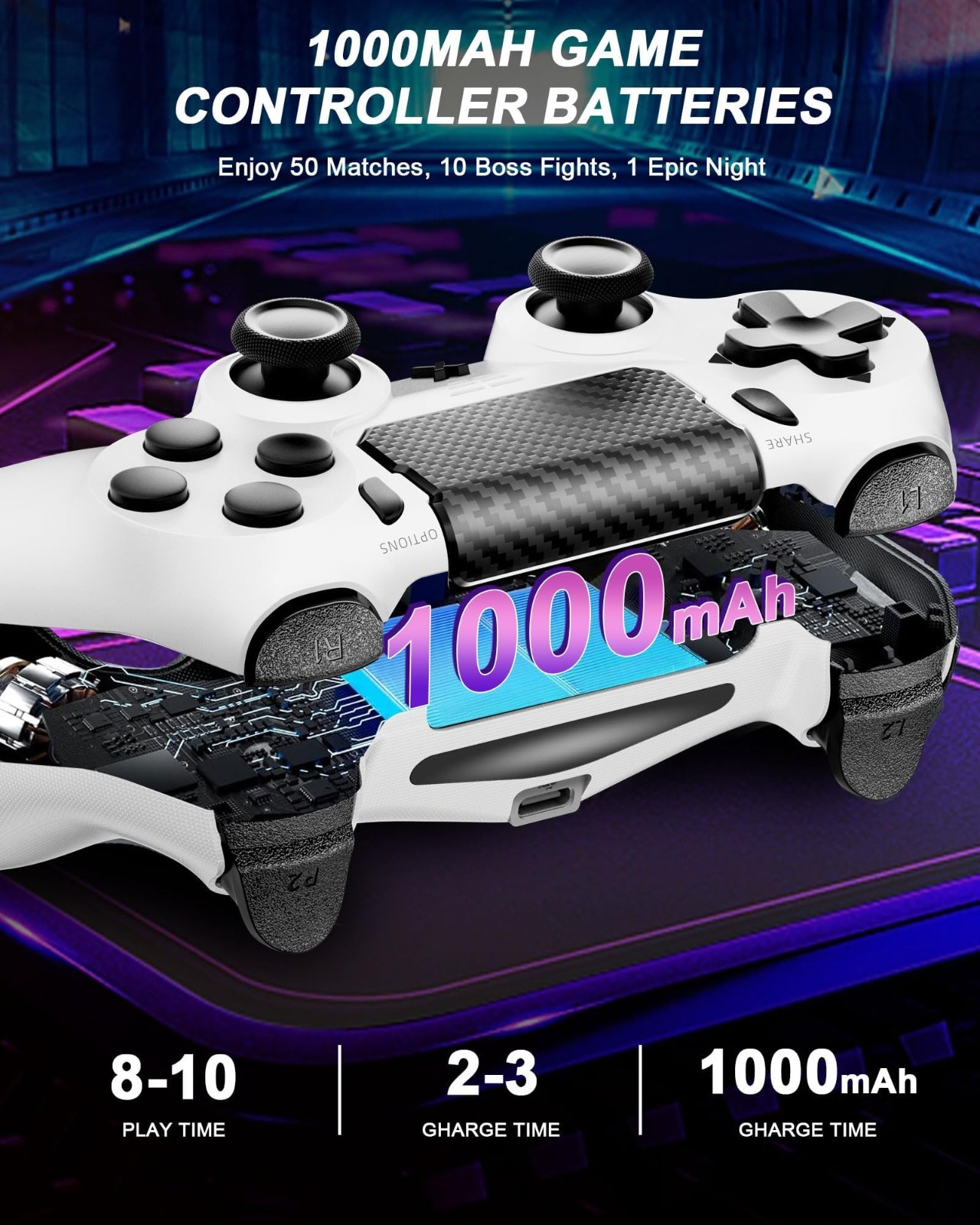 Wireless PS4 Controller – Dual Vibration Joystick, 3.5mm Audio Jack, Motion Sens