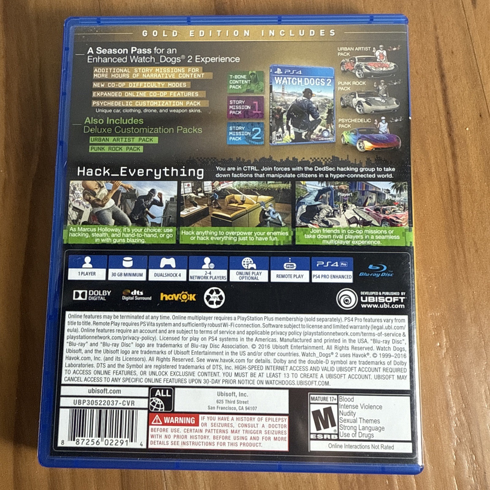 Watch Dogs 2: Gold Edition (Sony PlayStation 4, 2016) PS4 – Read