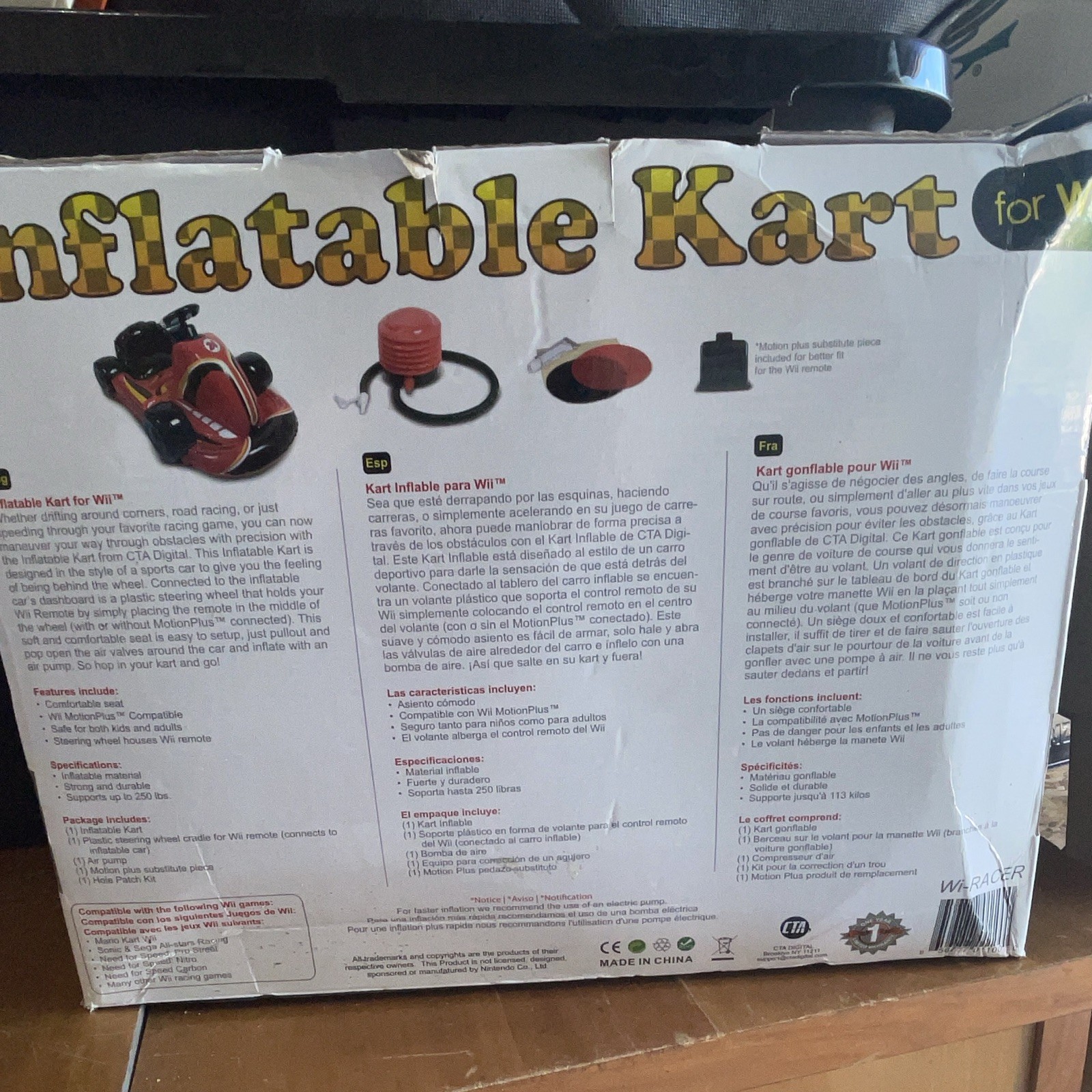 CTA Inflatable Kart Racing Wheel for Nintendo Wii WI-RACER Red/Black 45x28x11