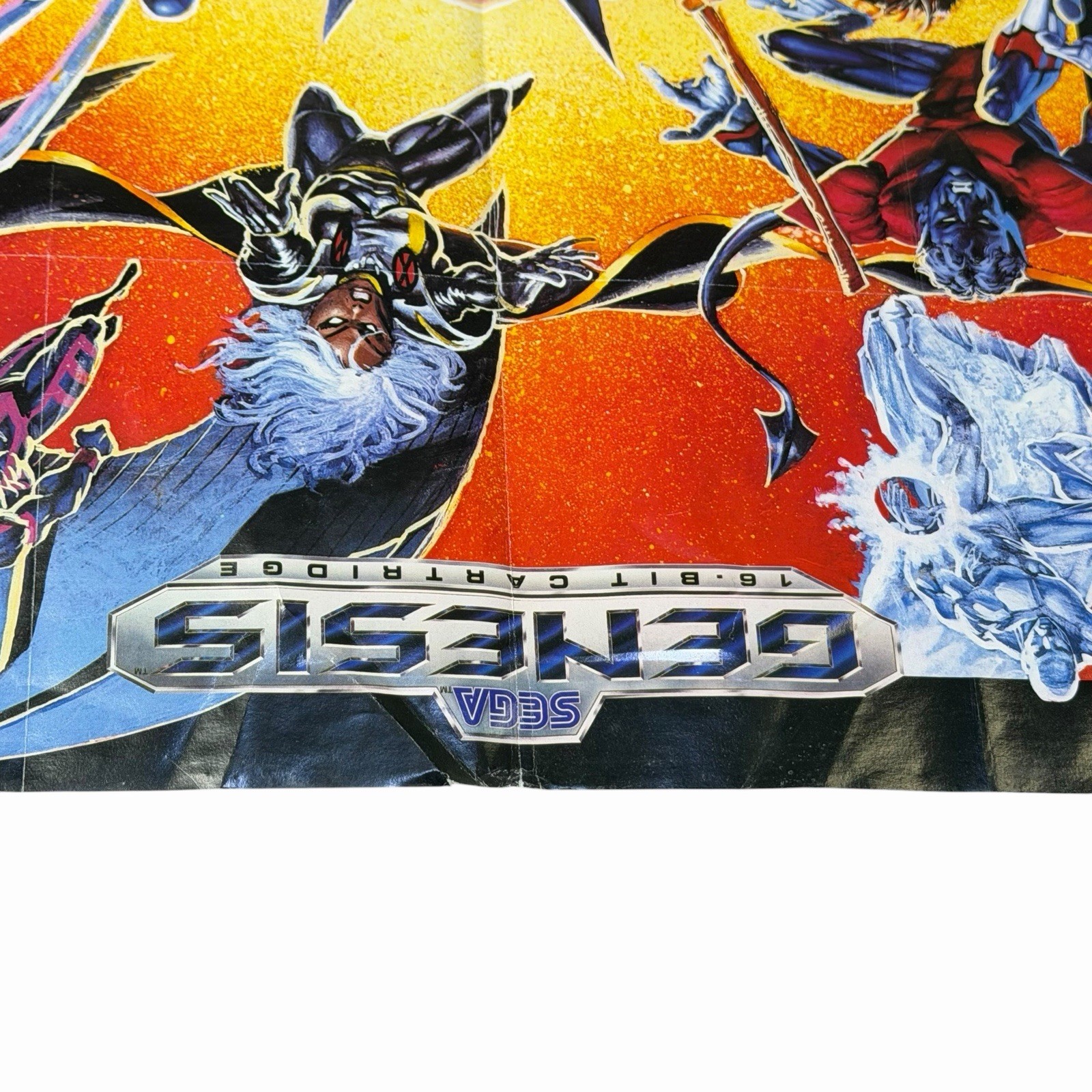 Vintage 90’s Marvel X-Men Sega Genesis 1993 Rare 17”x21” Folded Promo POSTER