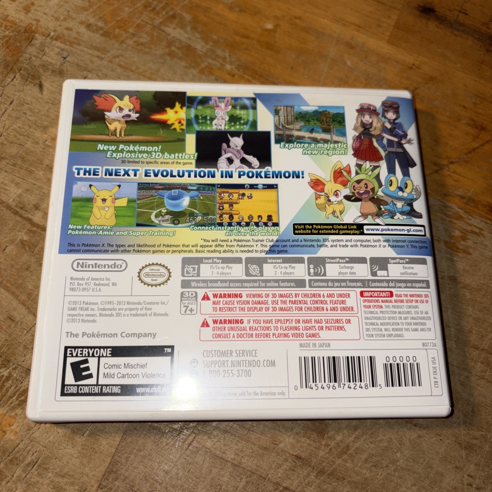 Pokemon X Nintendo 3DS used in case with inserts