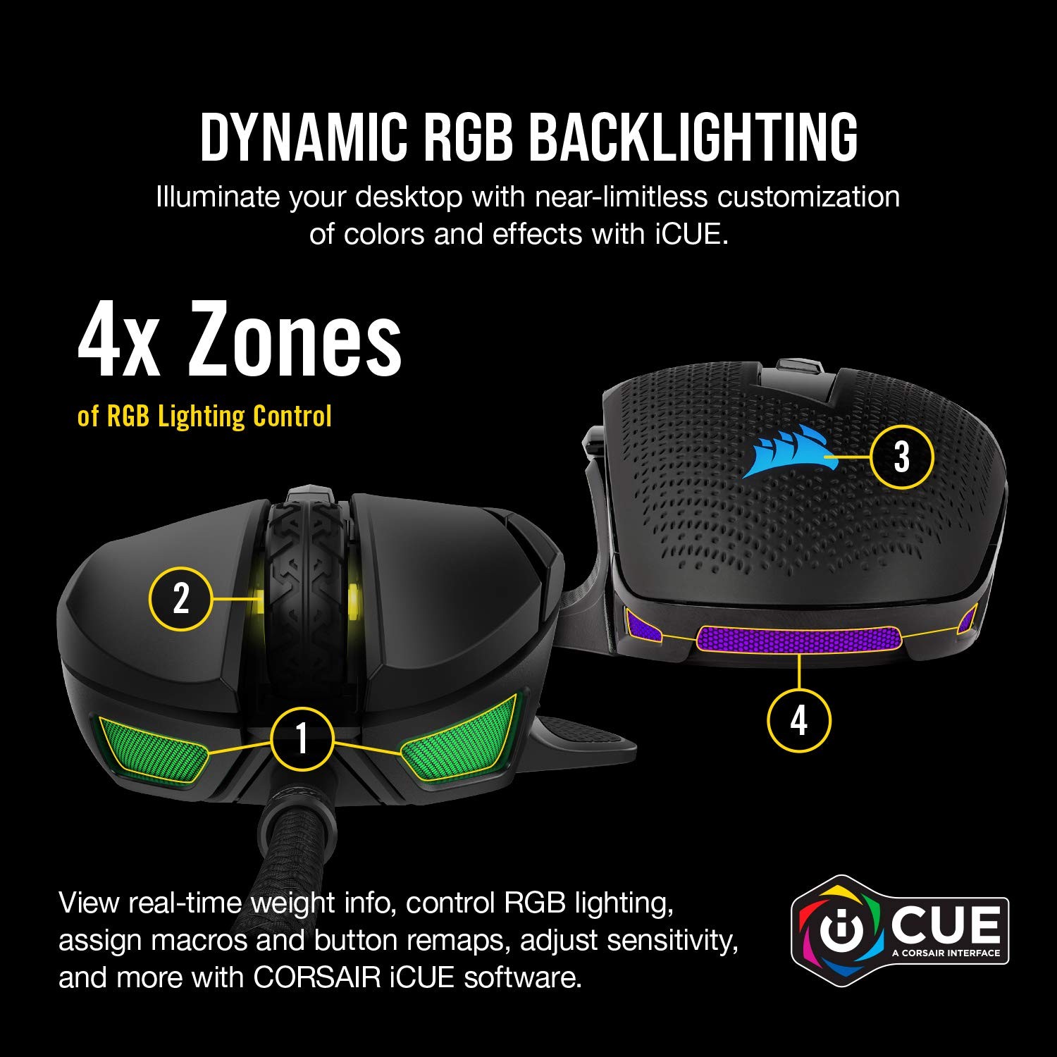 Corsair Nightsword Rgb Gaming Mouse For Fps Moba – 18000 Dpi – 10 Programmable