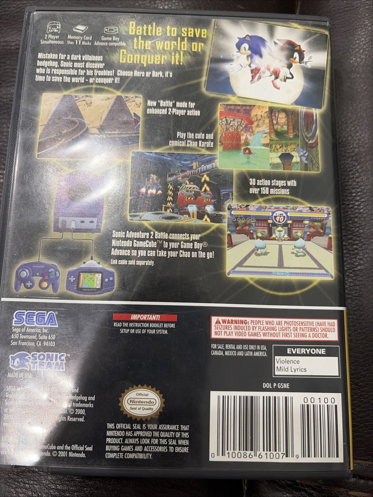 Sonic Adventure 2 Battle (Nintendo GameCube, 2004) CIB Complete In Box