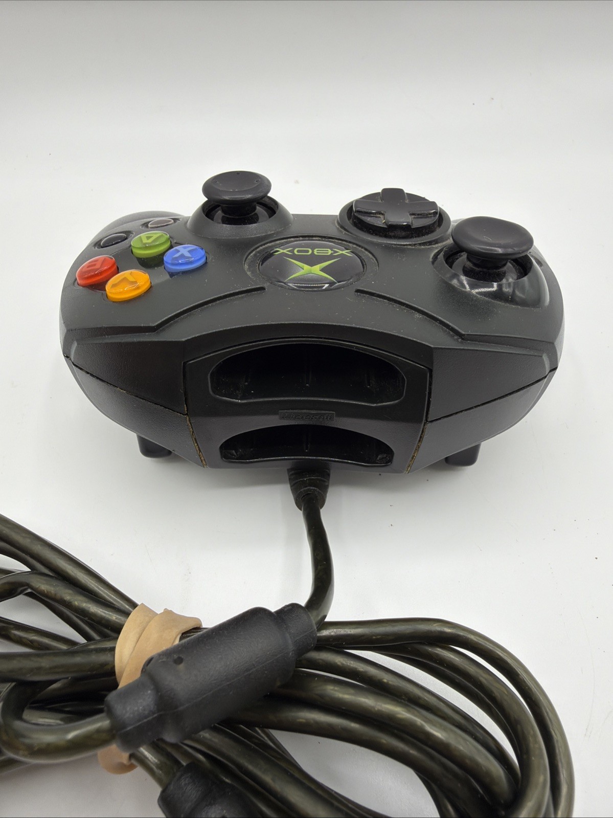 Microsoft Xbox OEM S-Type Controller X08-69873 Black with Breakaway Cable Tested