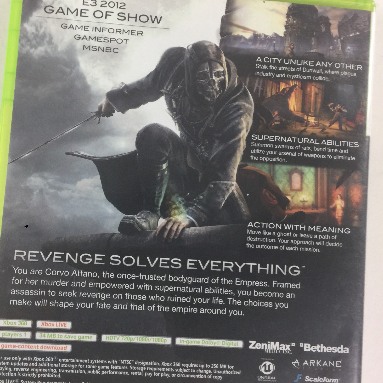 Dishonored Microsoft Xbox 360 2012