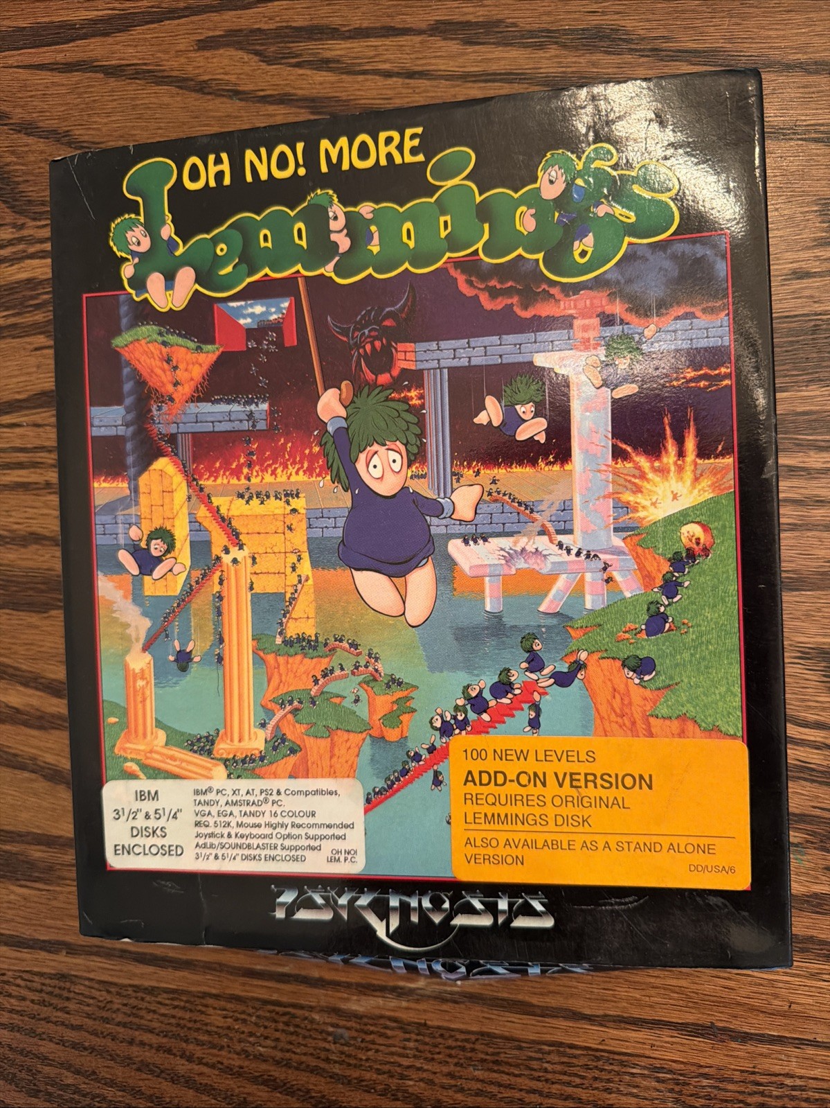 1991 Lemmings Game IBM PC Big Box 5.25” Disks with Manual and Box RARE GUC
