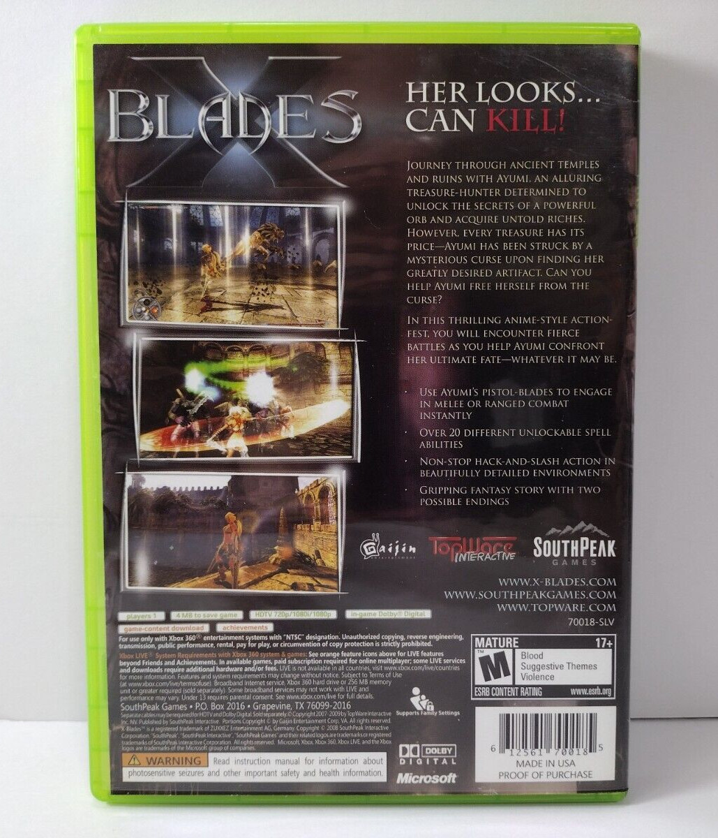 X-Blades (Xbox 360, 2009) Hack & Slash Action Video Game COMPLETE Tested! Read!
