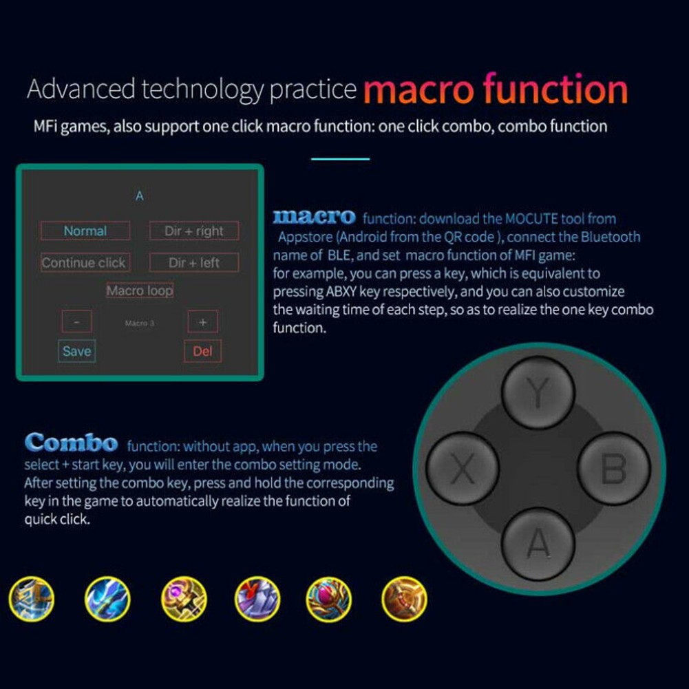 Rechargeable Bluetooth Gamepad Controller For Mocute 060 for IOS Android Phone D