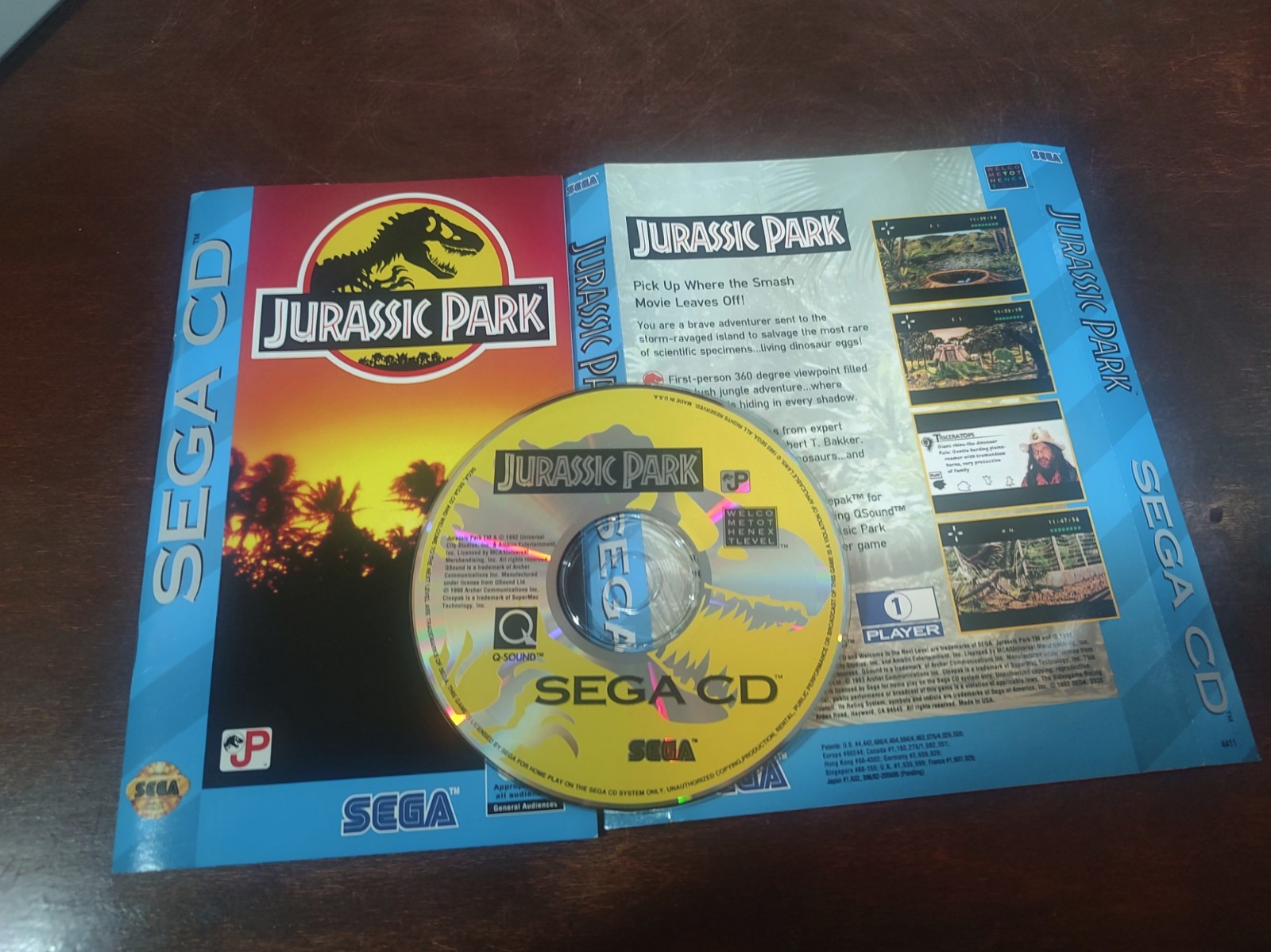 Jurassic Park 1992 Sega CD Video Game Excellent Condition TESTED