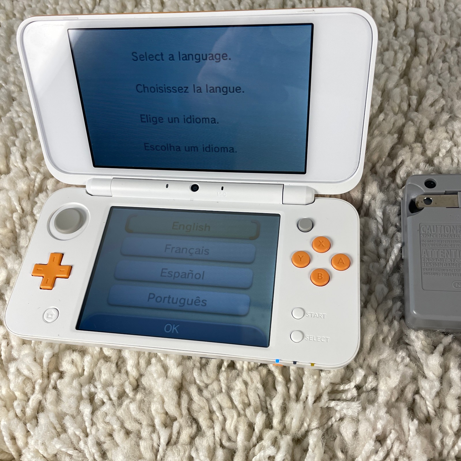 Nintendo 2DS XL Orange And White Handheld Console System JAN-001 Tested