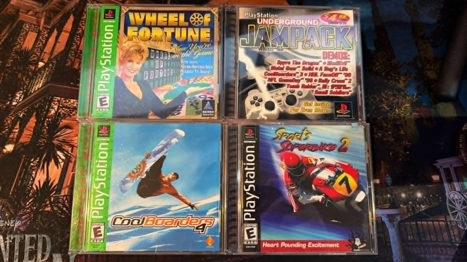 Lot of 4 Playstation Games Cool Boarders 4, Wheel of Fortune, SuperBike, Jampack