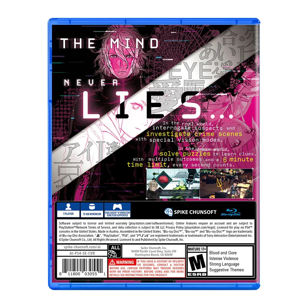 AI: The Somnium Files Standard Edition – Sony PlayStation 4 – Brand New