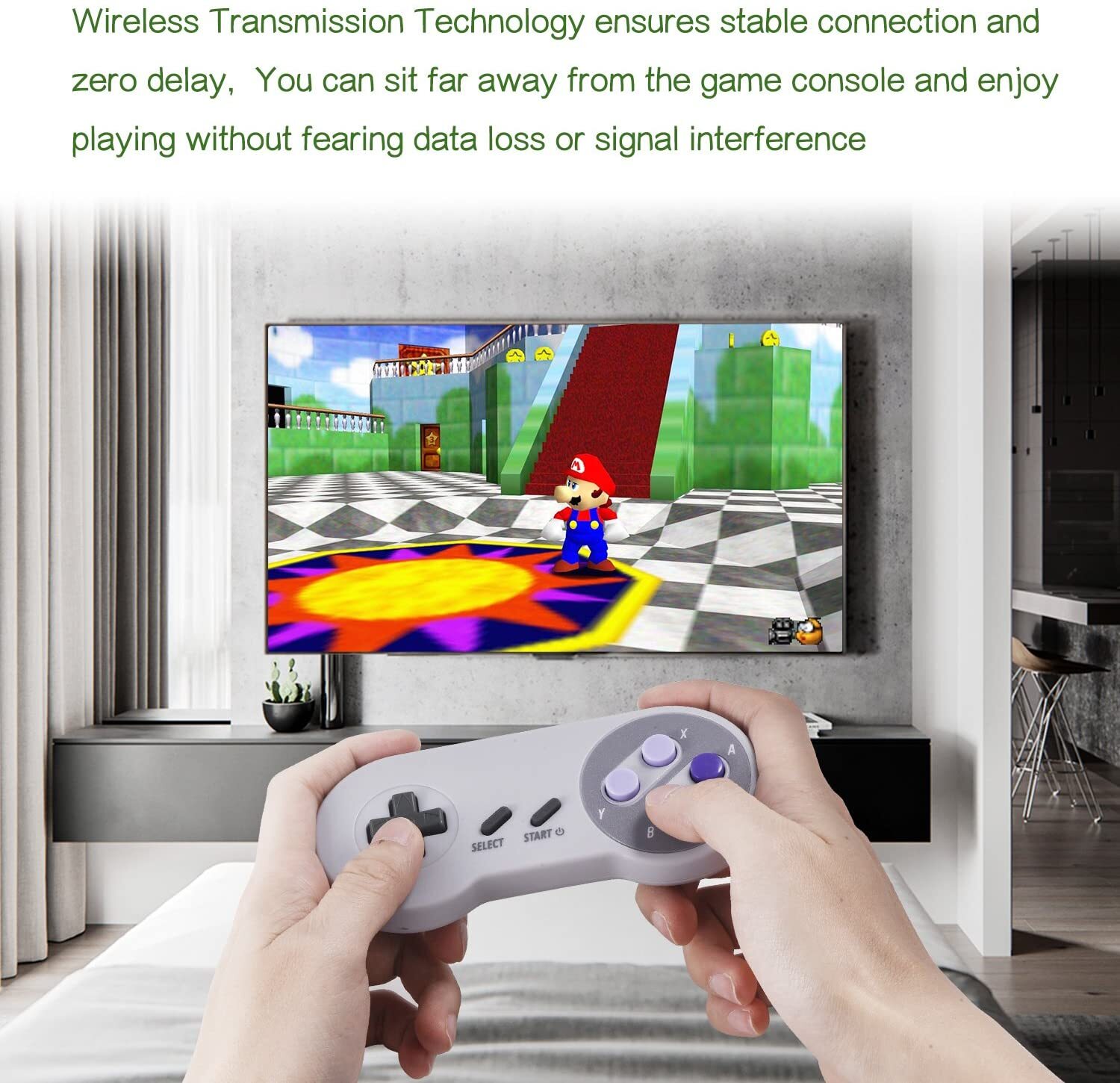 Wireless USB SNES Controller Game pad for Super Retro Games Windows PC Mac Linux