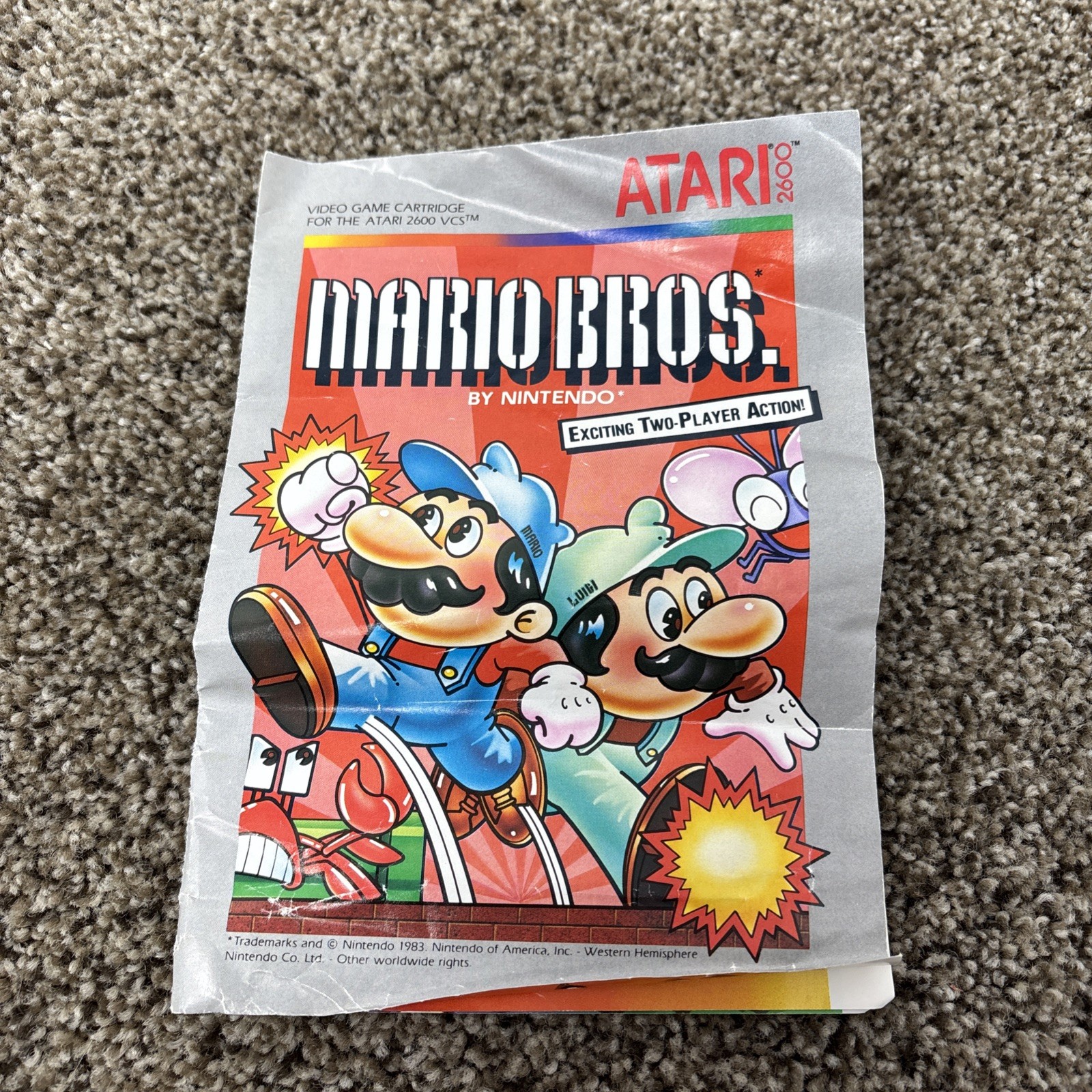 Mario Bros. (Atari 2600, 1983) Cartridge, Manual And Box Complete CIB Tested