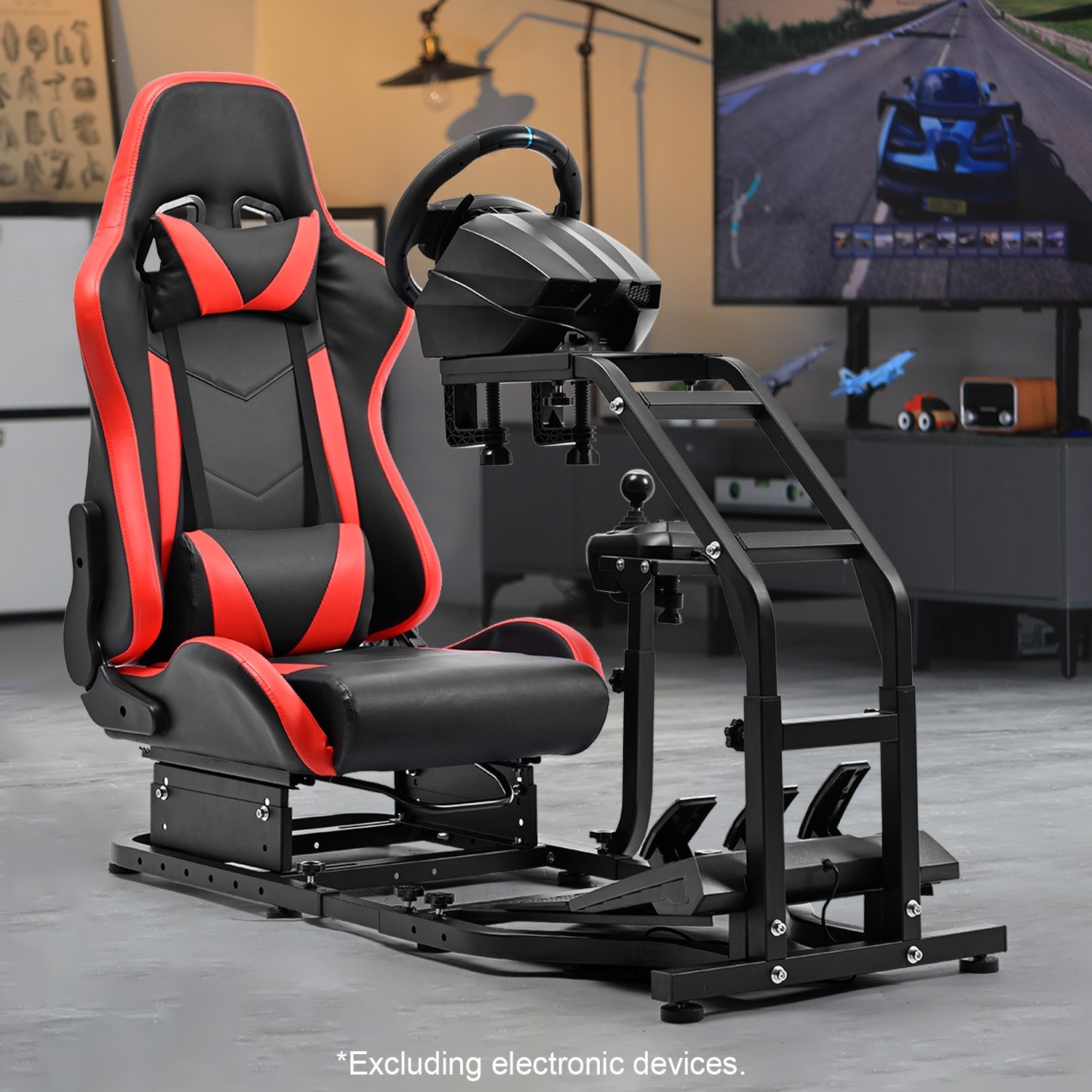 Marada Racing Simulator Cockpit Steering Wheel Stand with Seat Fit Logitech G923