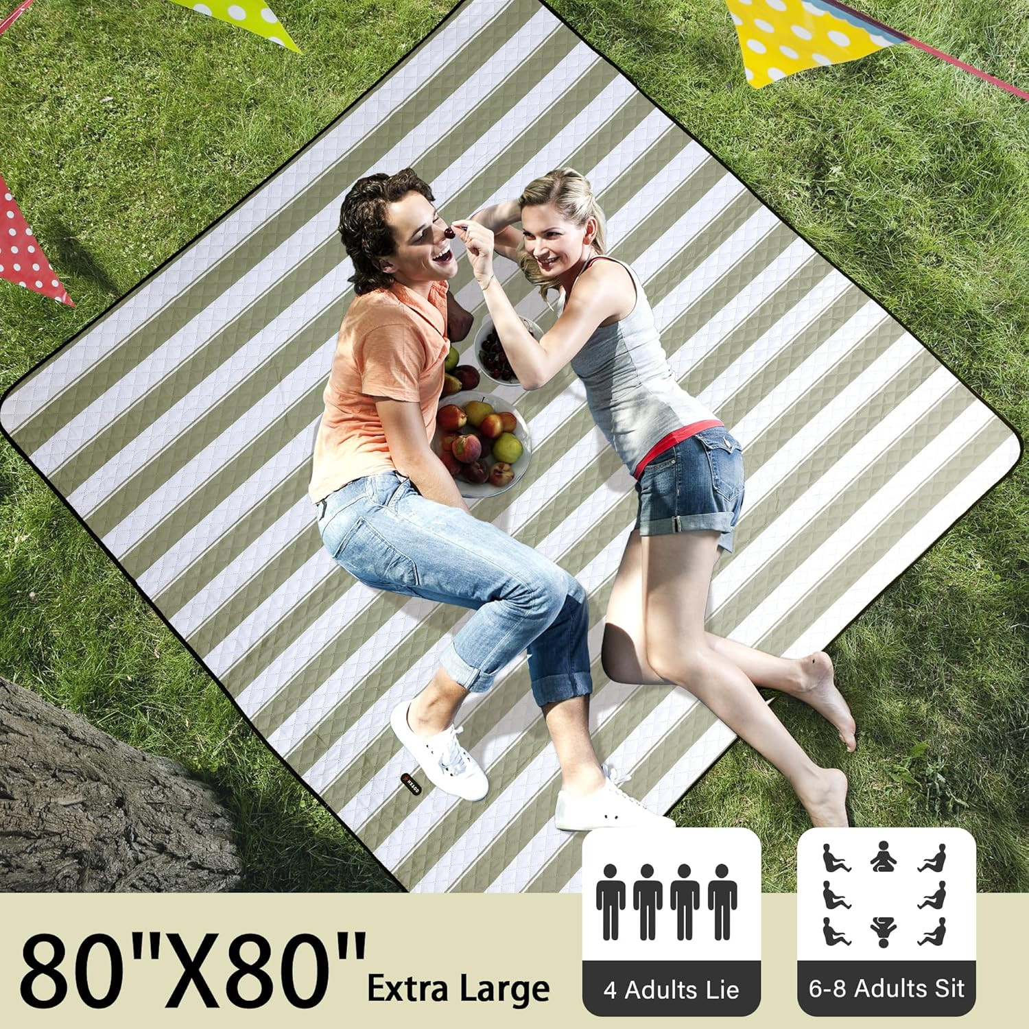 Manta picnic exterior extra grande de 80×80 impermeable plegable con correa