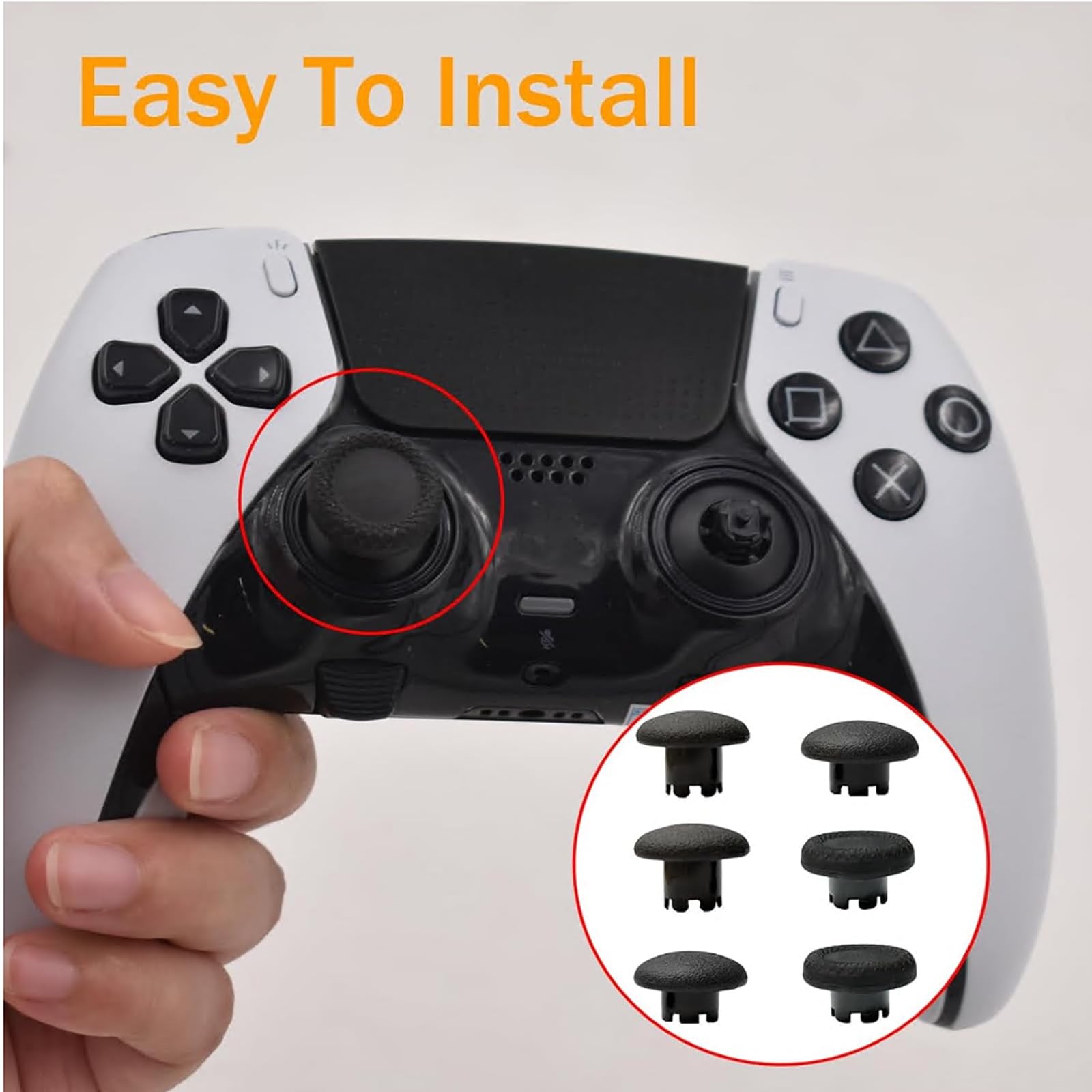 Dualsense Thumbsticks for PS5 Edge Controller – Swappable Joystick Caps (Black)