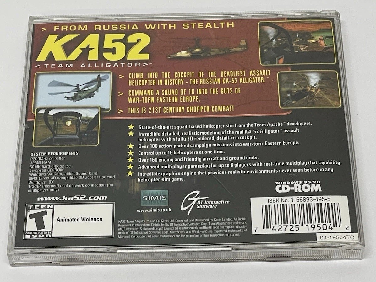 KA-52 Team Alligator (PC, 2000) CD Gane SIMIS GT Interactive Software