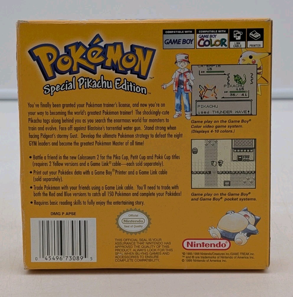 Pokemon Yellow Version Nintendo Game Boy Second Printing Complete In Box CIB VGC