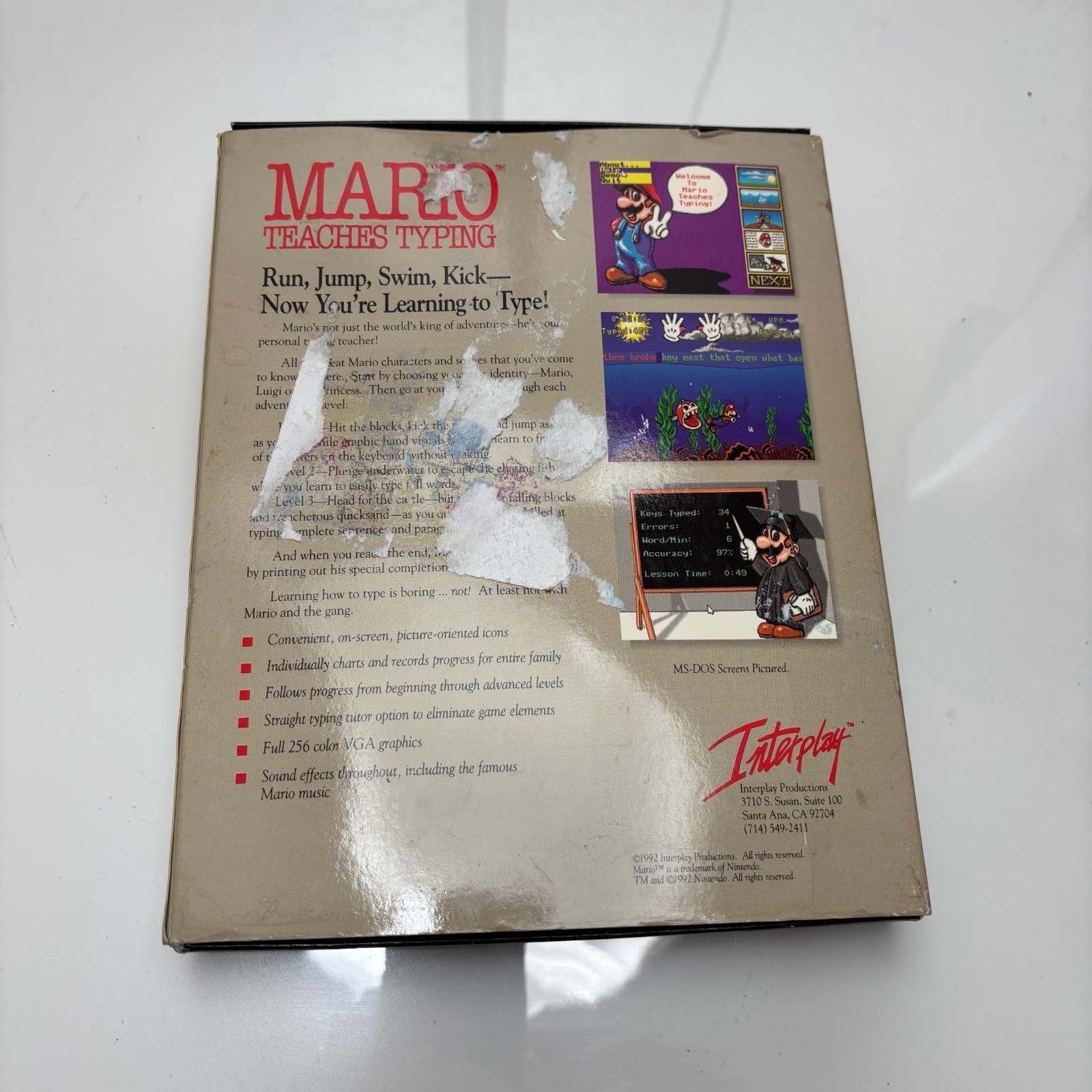 Vintage 1992 Interplay Productions Nintendo Mario Teaches Typing IBM Tandy Game
