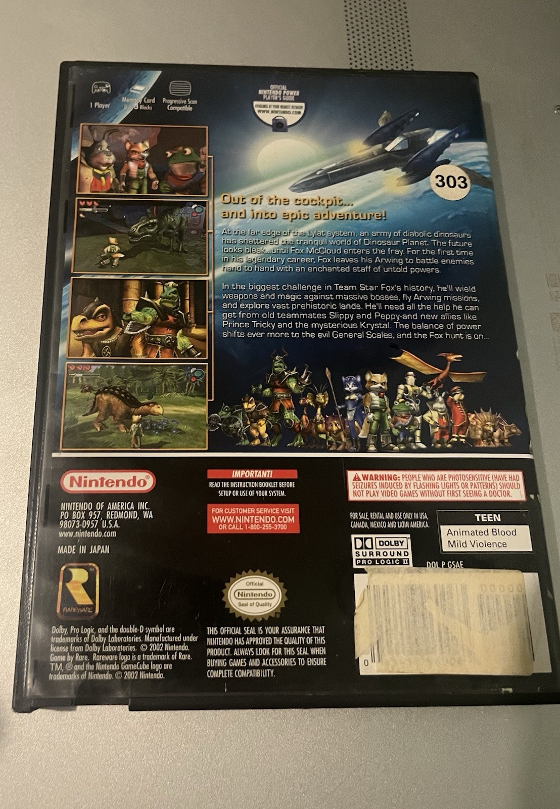 Nintendo Gamecube Starfox Adventures Case ONLY. Authentic