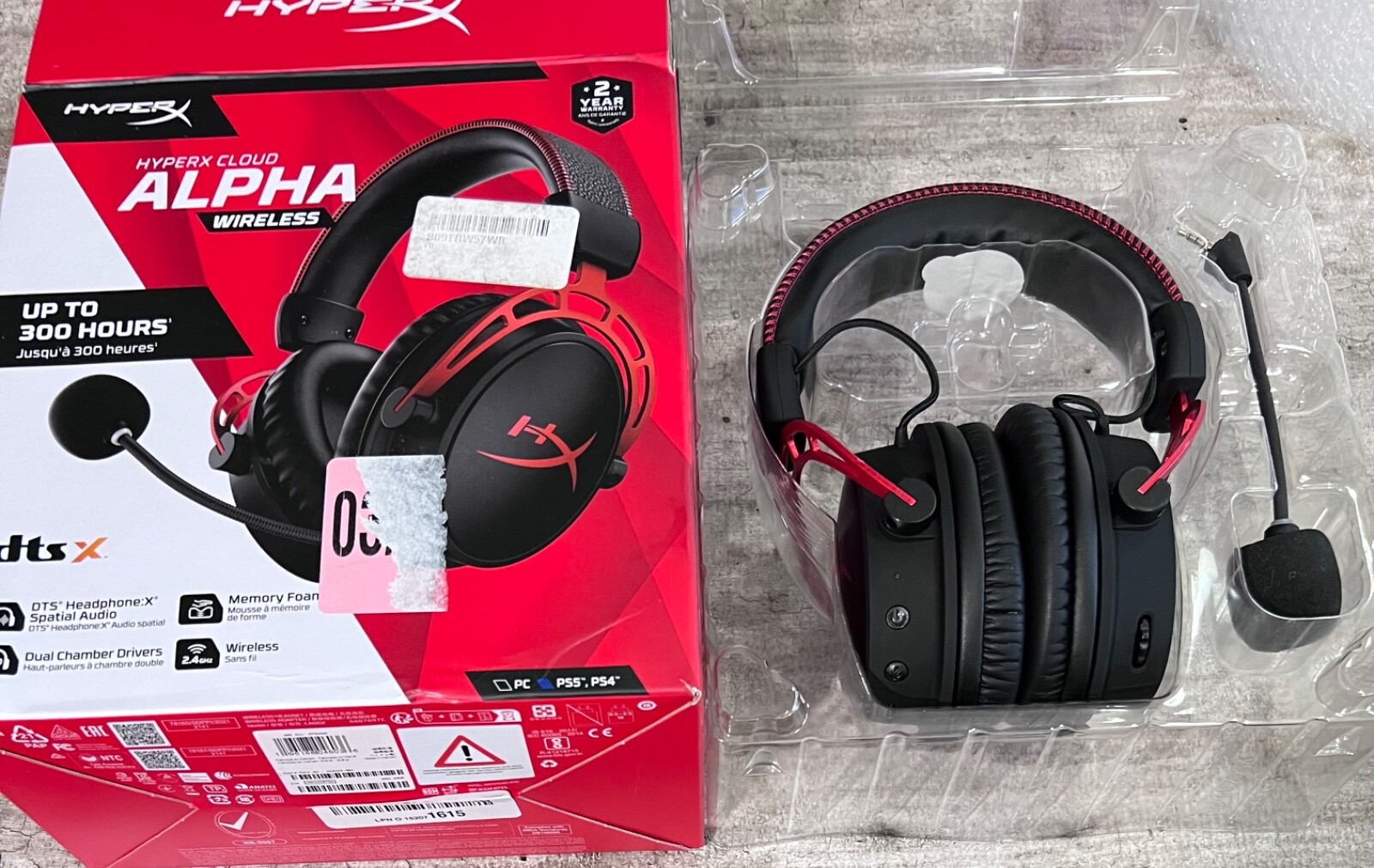 No Dongle HyperX Cloud Alpha Wireless DTSX Gaming Headphone Black PC PS4 PS5