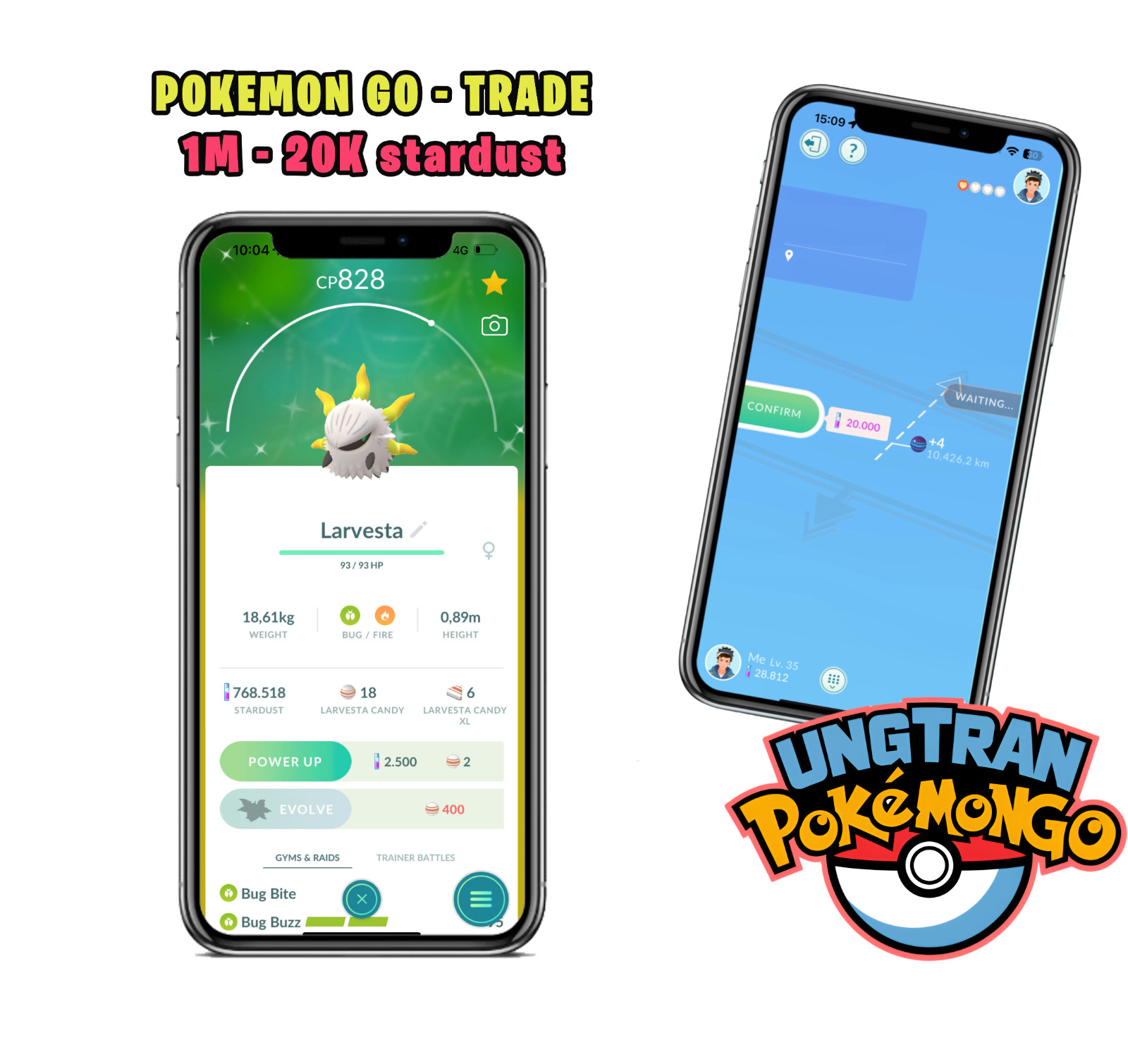 Shiny Larvesta Tr-de 1M – 20k stardust