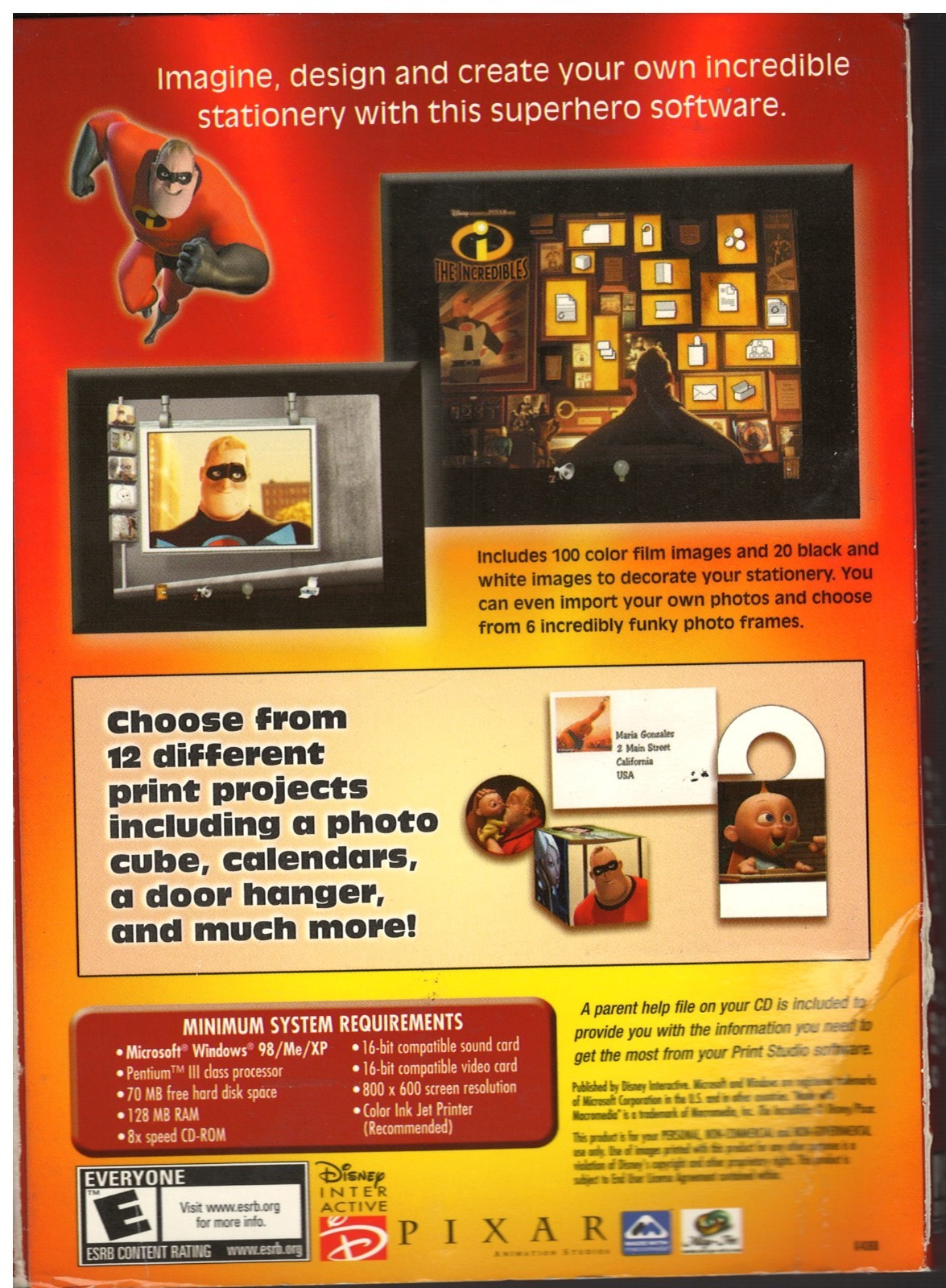The Incredibles PC-CD ROM Print Studio NEW Factory Sealed Disney Pixar