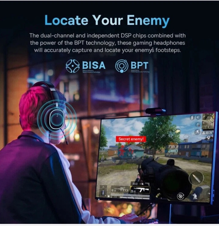 GH02 Wireless Gaming Headphones with Mic, Bluetooth 5.3, RGB Lighting