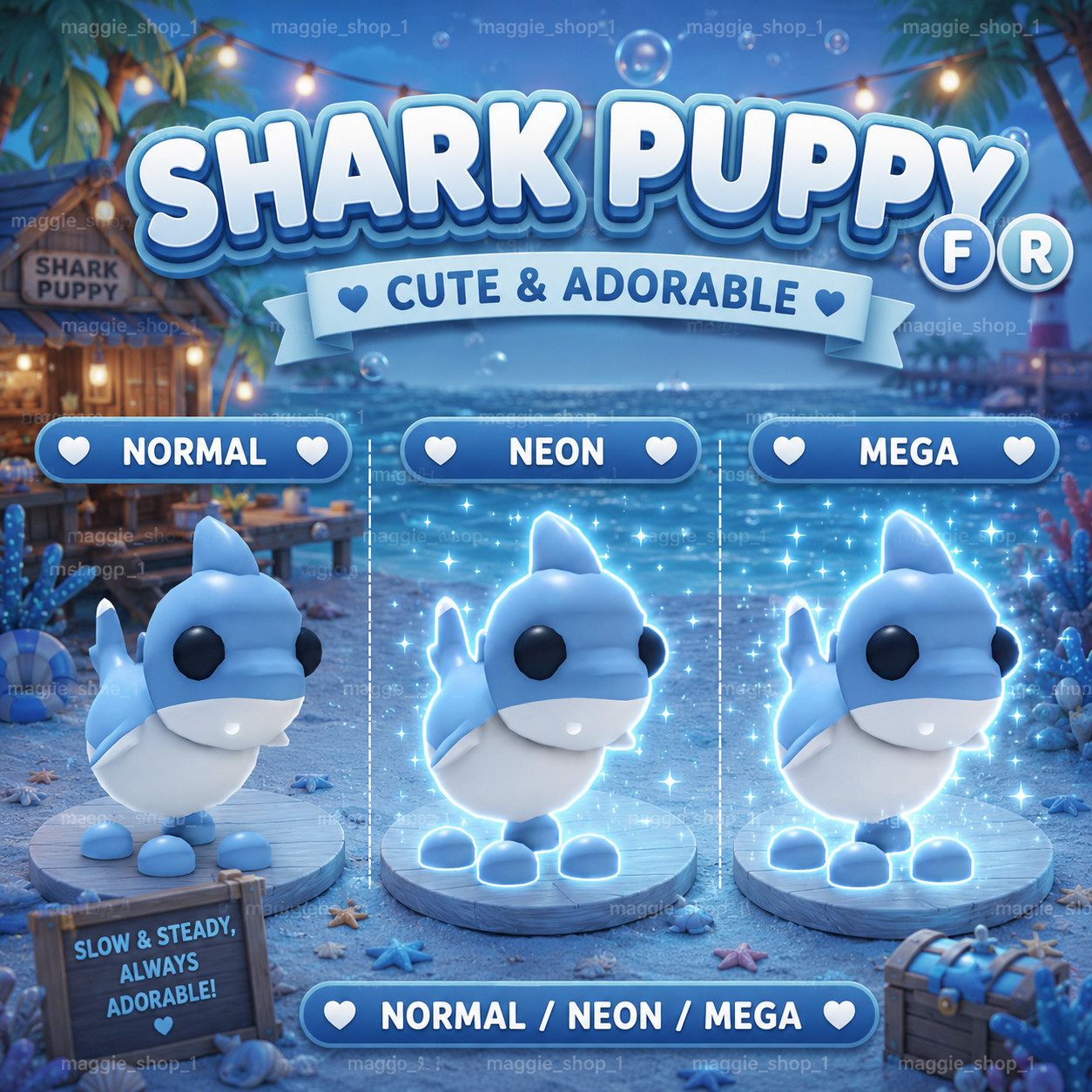 Shark Puppy FR Normal/Neon /Mega ✨ Adopt From Me Today ✨ Top Picks