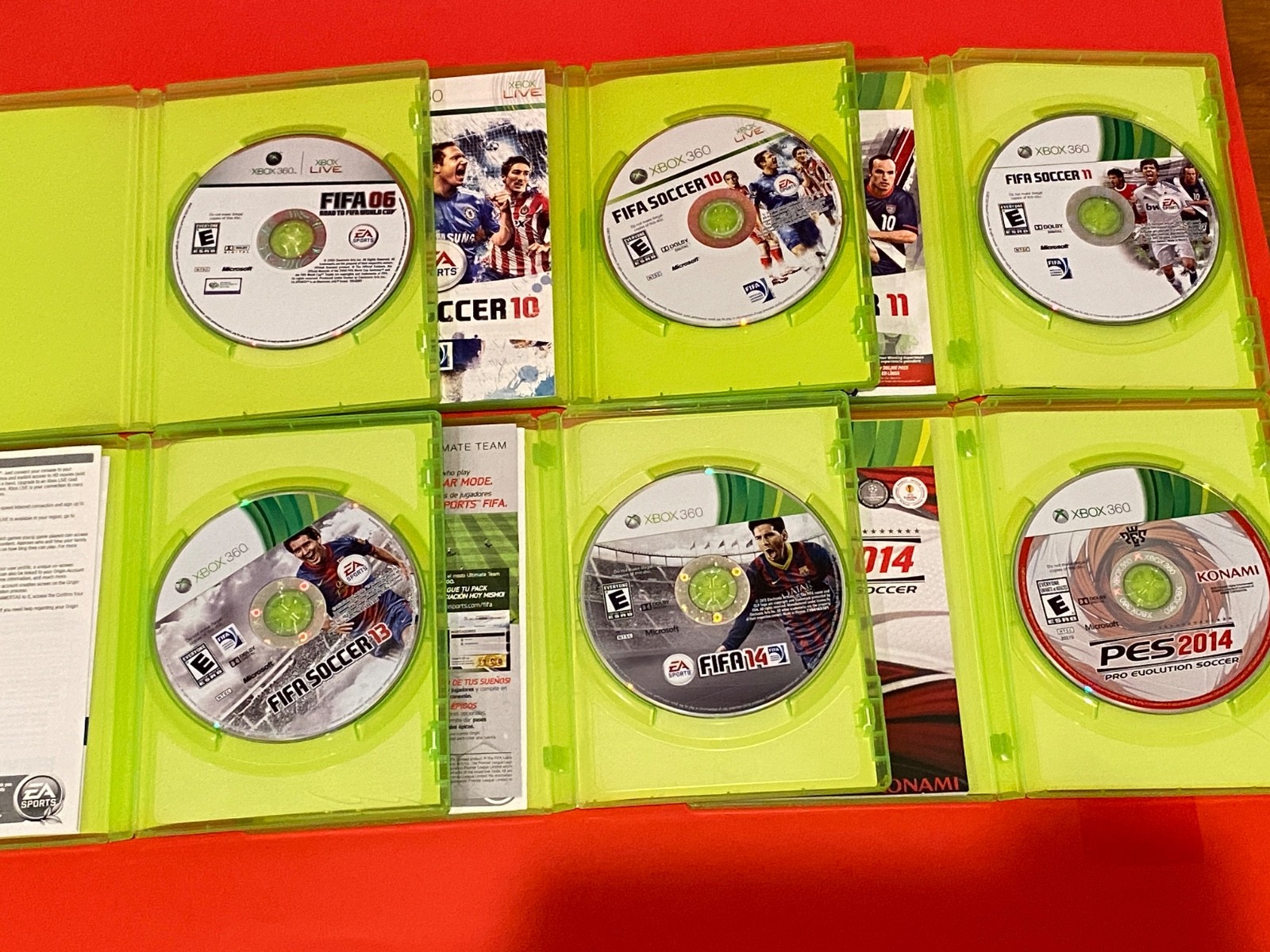 FIFA Soccer 06 World Cup 10 11 13 14 & PES 2014 Xbox 360 Lot of 6- Tested, Clean