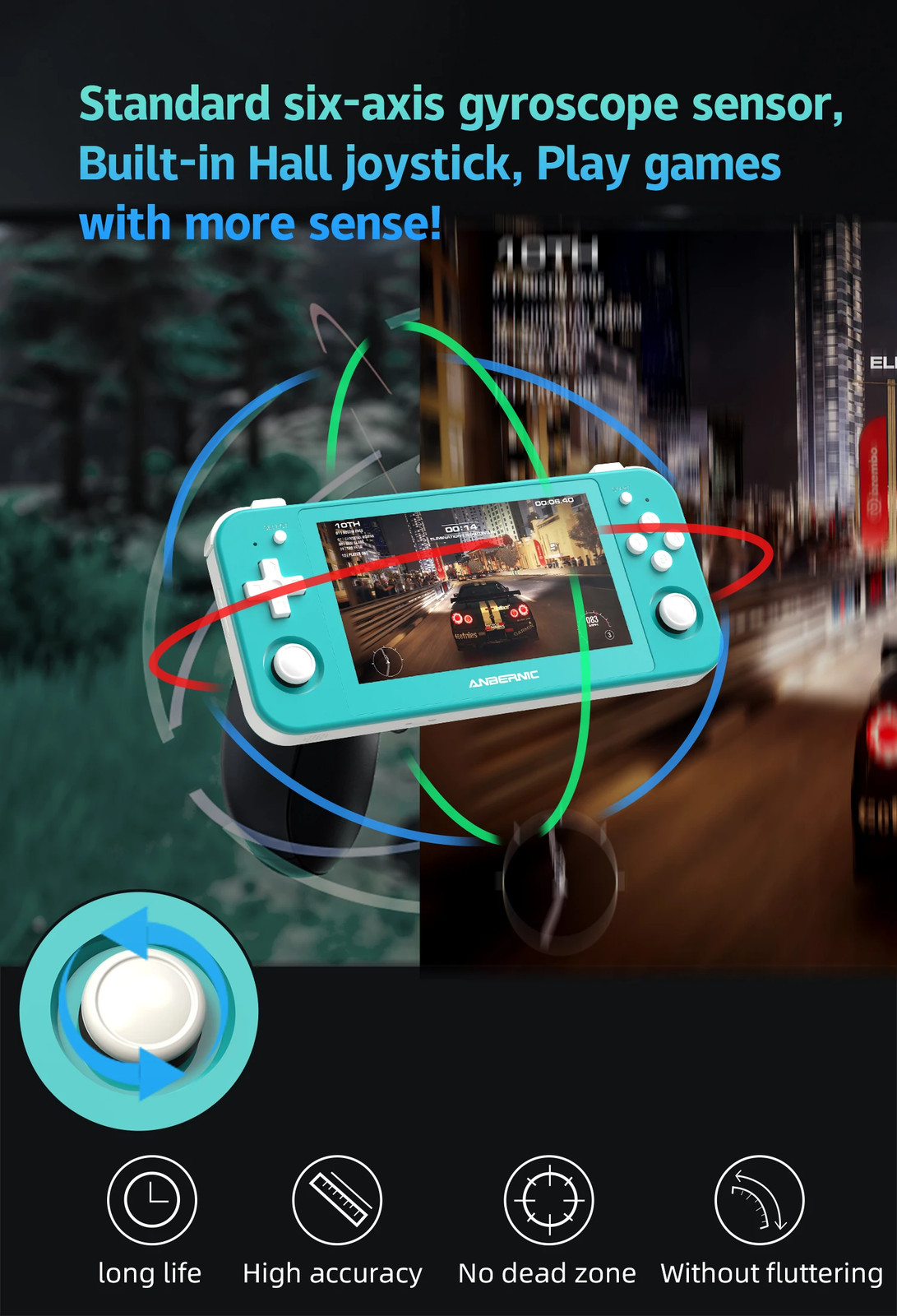 ANBERNIC RG505 Handheld Game Console 4.95 Inch OLED Android 12 T618 OTA Update