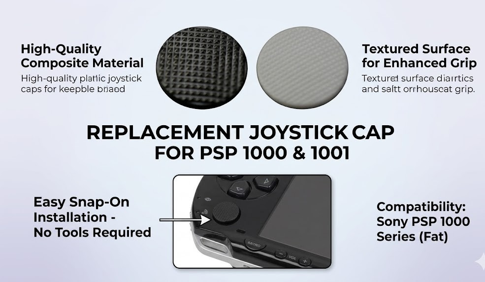 Analog Joystick Cap for Sony PSP 1000 1001 Thumbstick Button Cover Black Grey
